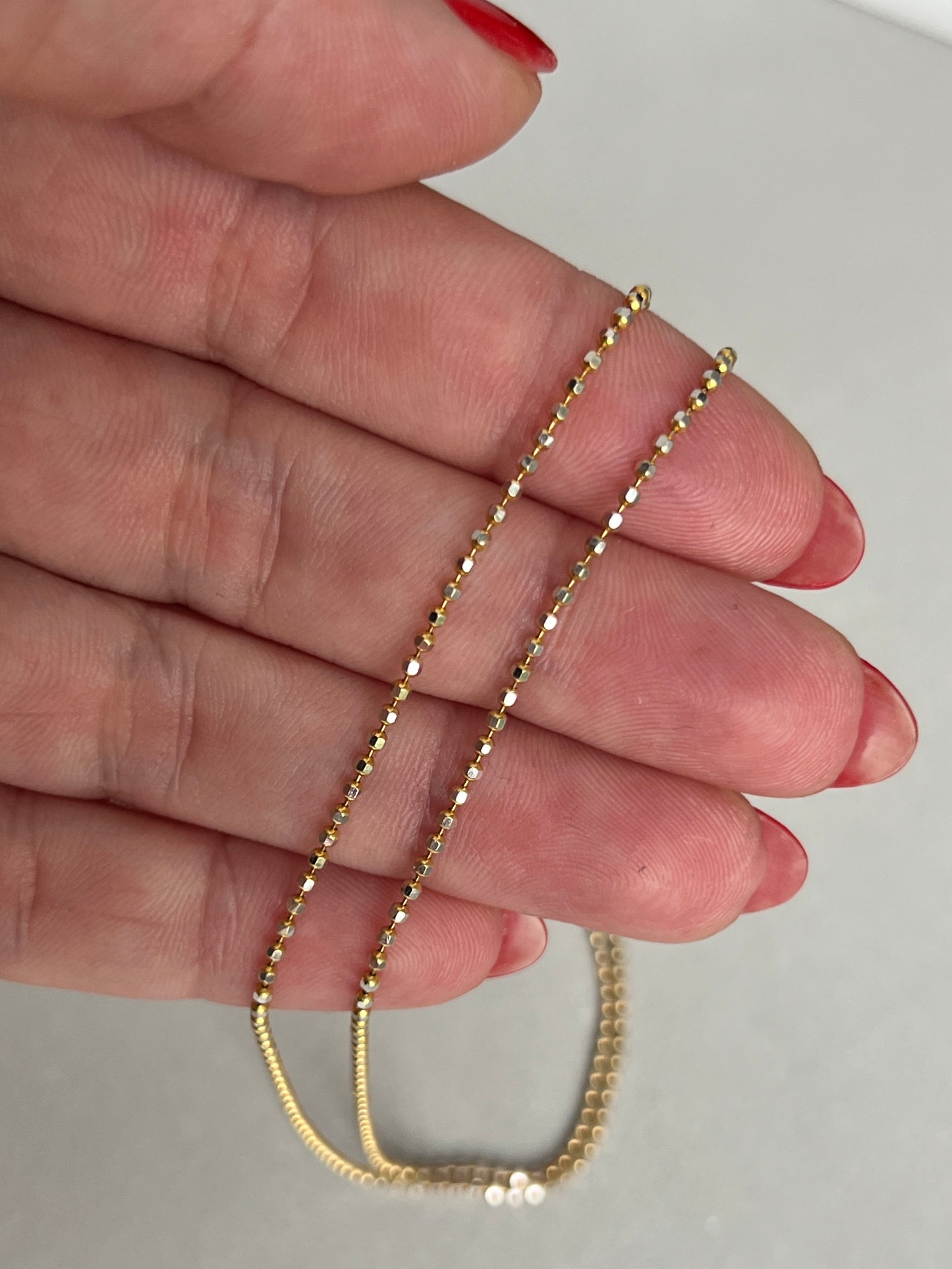 Vintage 14k Gold 20” Two-Tone Faceted Beaded Ball Link Chain