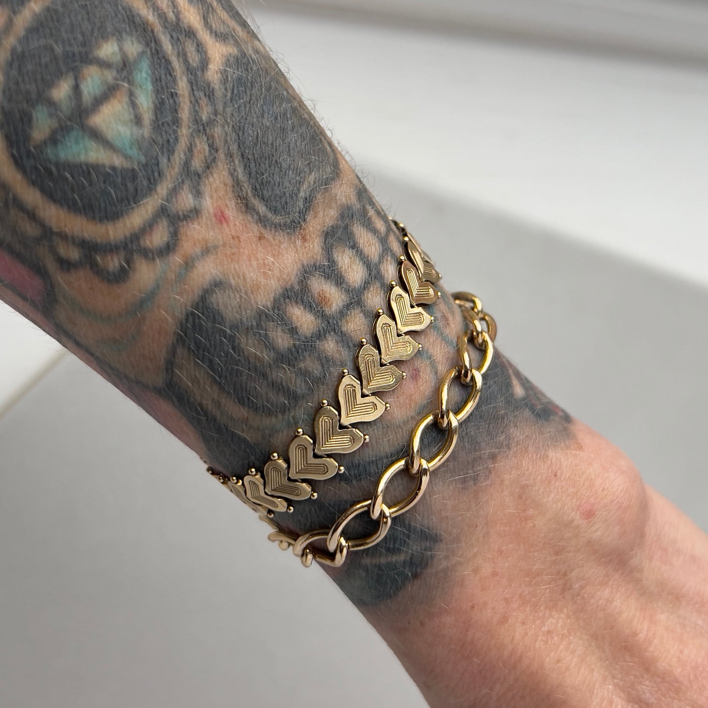 Vintage 14k Gold Liquid Hearts Bracelet