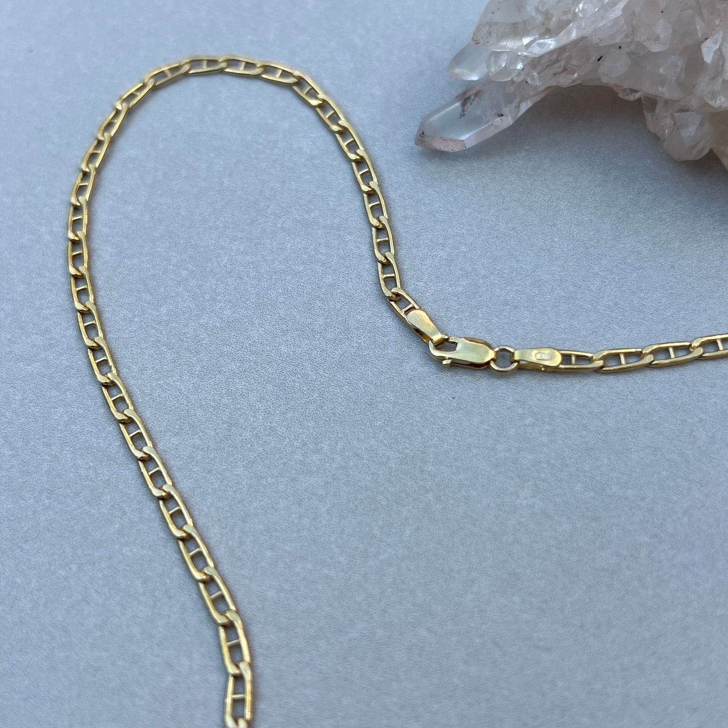 Vintage 14k Gold 18” Mariner/Anchor Link Chain Necklace