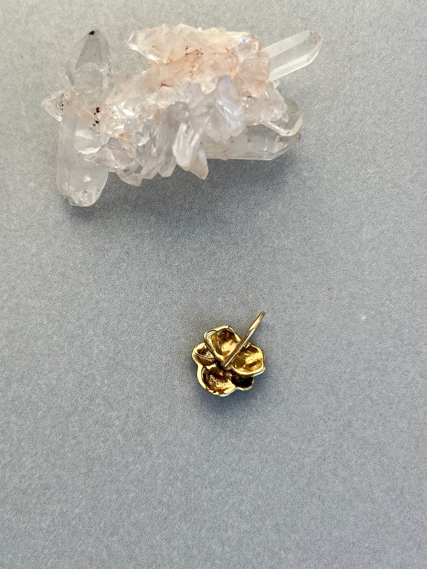 Vintage 14k Gold Diamond Accent Enameled Pansy Charm