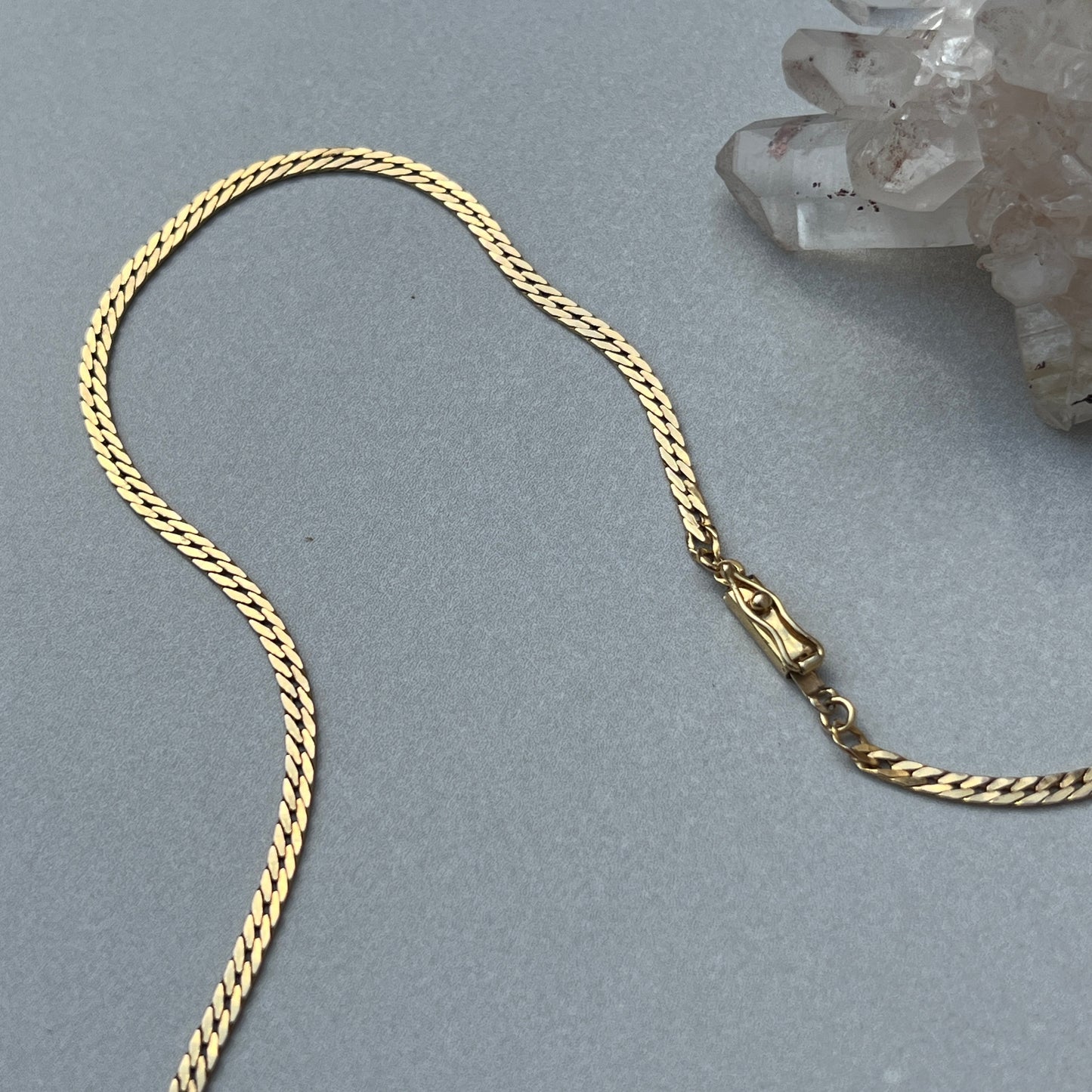 Vintage 14k Gold 20” Flat Curb/Herringbone Chain Necklace