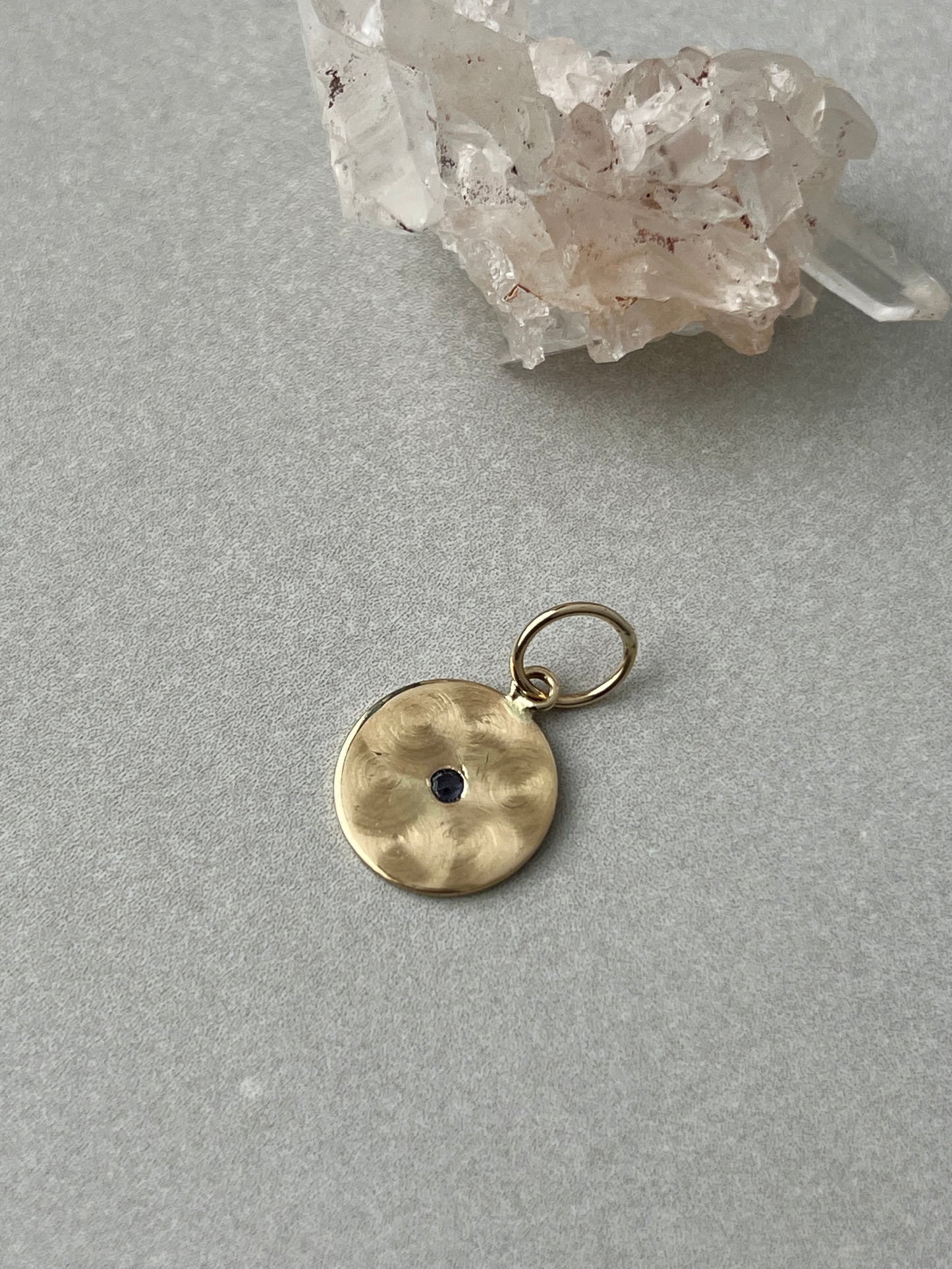 Vintage 14k Gold Sapphire Spiral Engine Turned Cufflink Conversion Charm