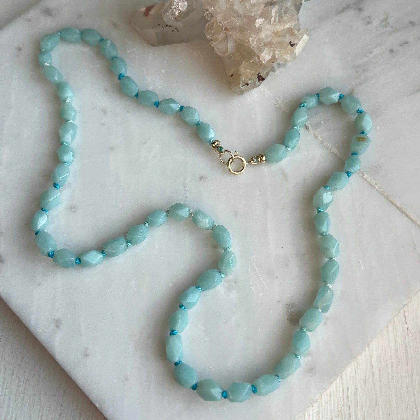 16” Amazonite Silk-Knotted Gemstone Necklace