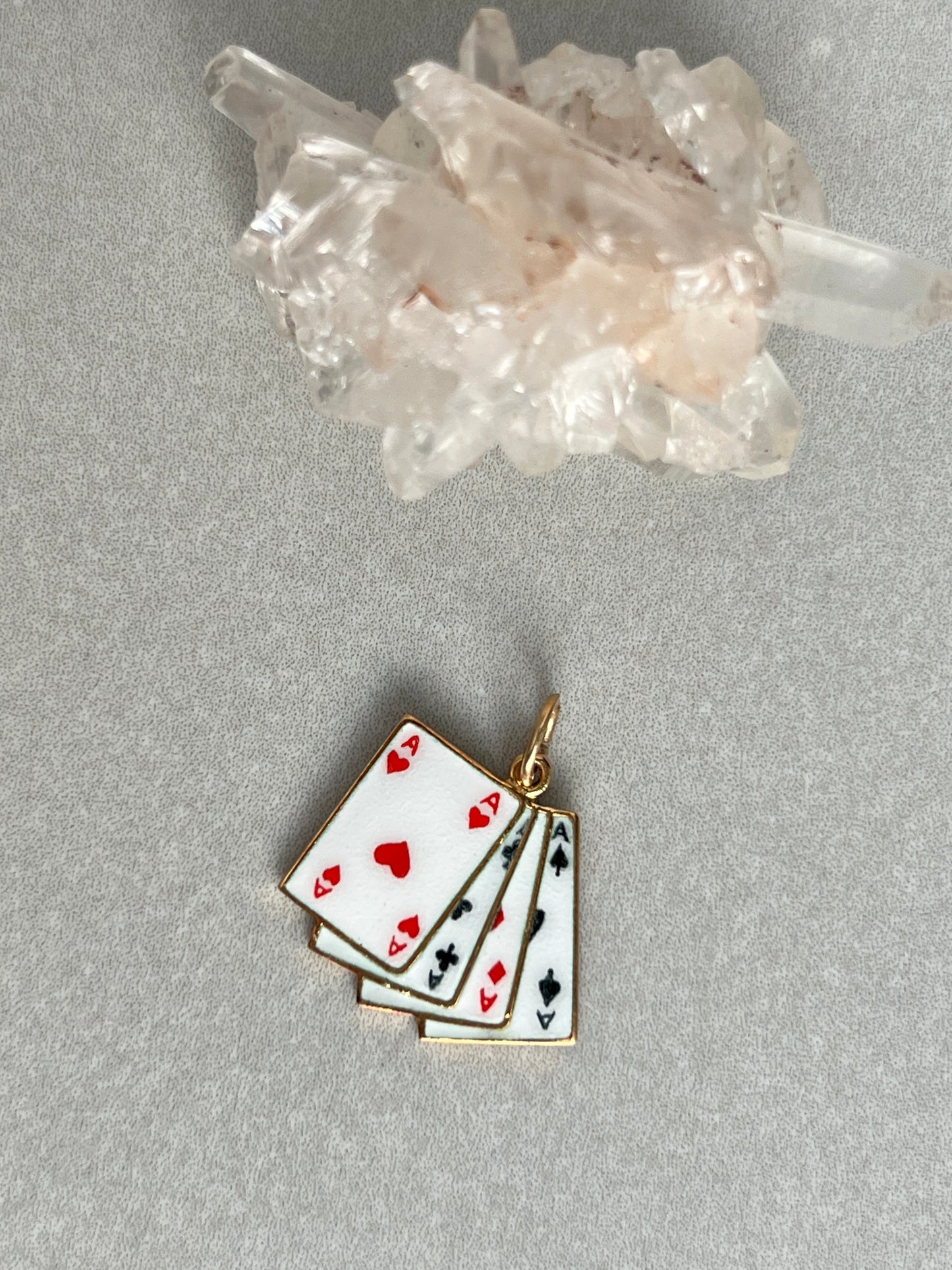 Vintage 14k Gold ‘Lucky Aces’ Enameled Playing Cards Charm
