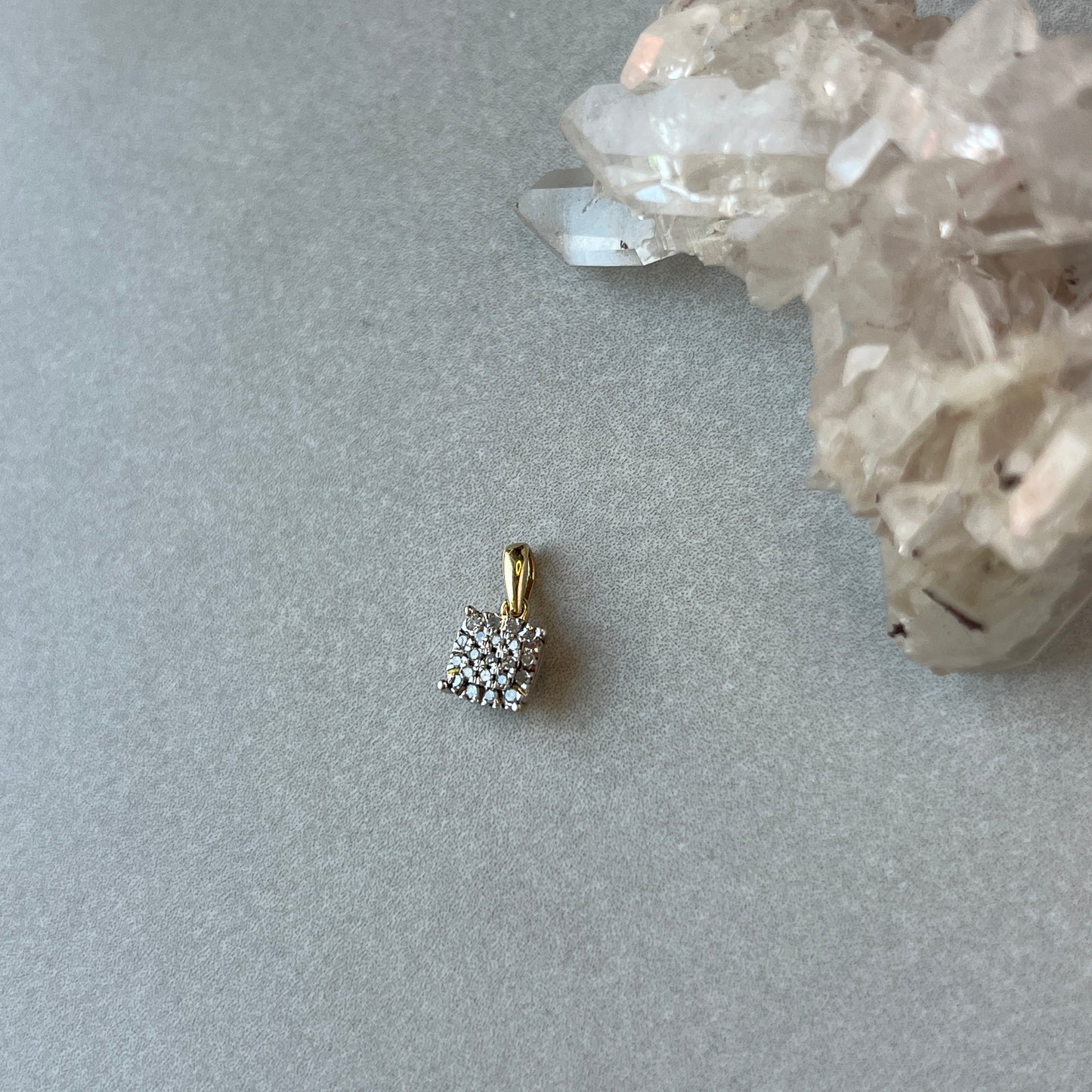 Vintage 10k Gold Square Diamond Charm