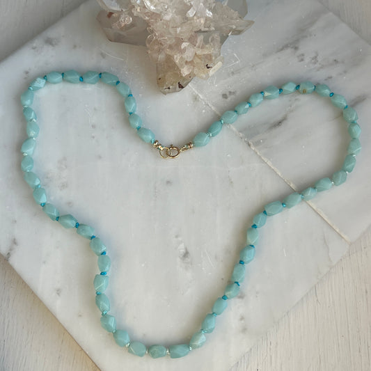 16” Amazonite Silk-Knotted Gemstone Necklace