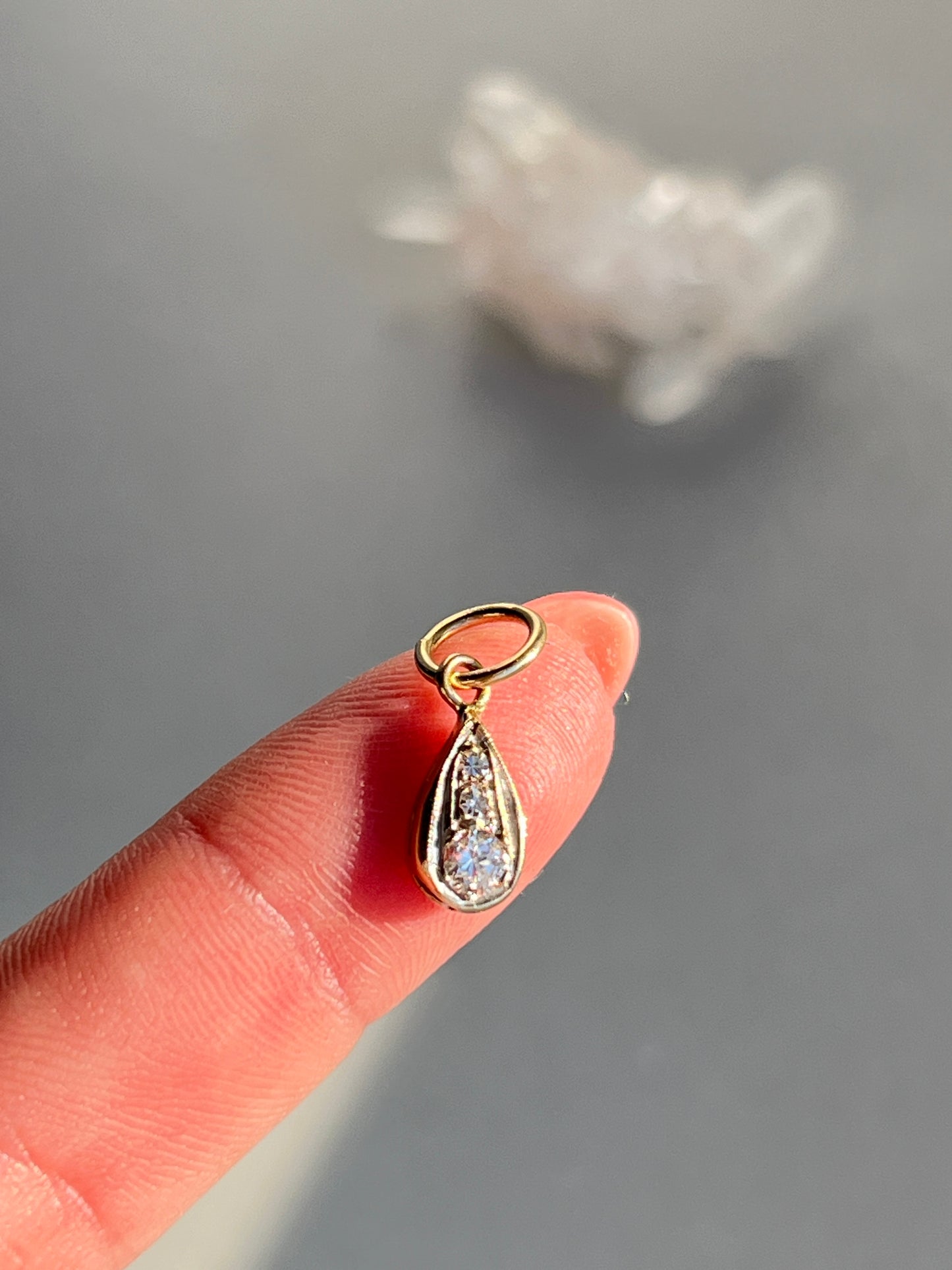 Vintage 14k Gold Diamond Trio Teardrop Charm