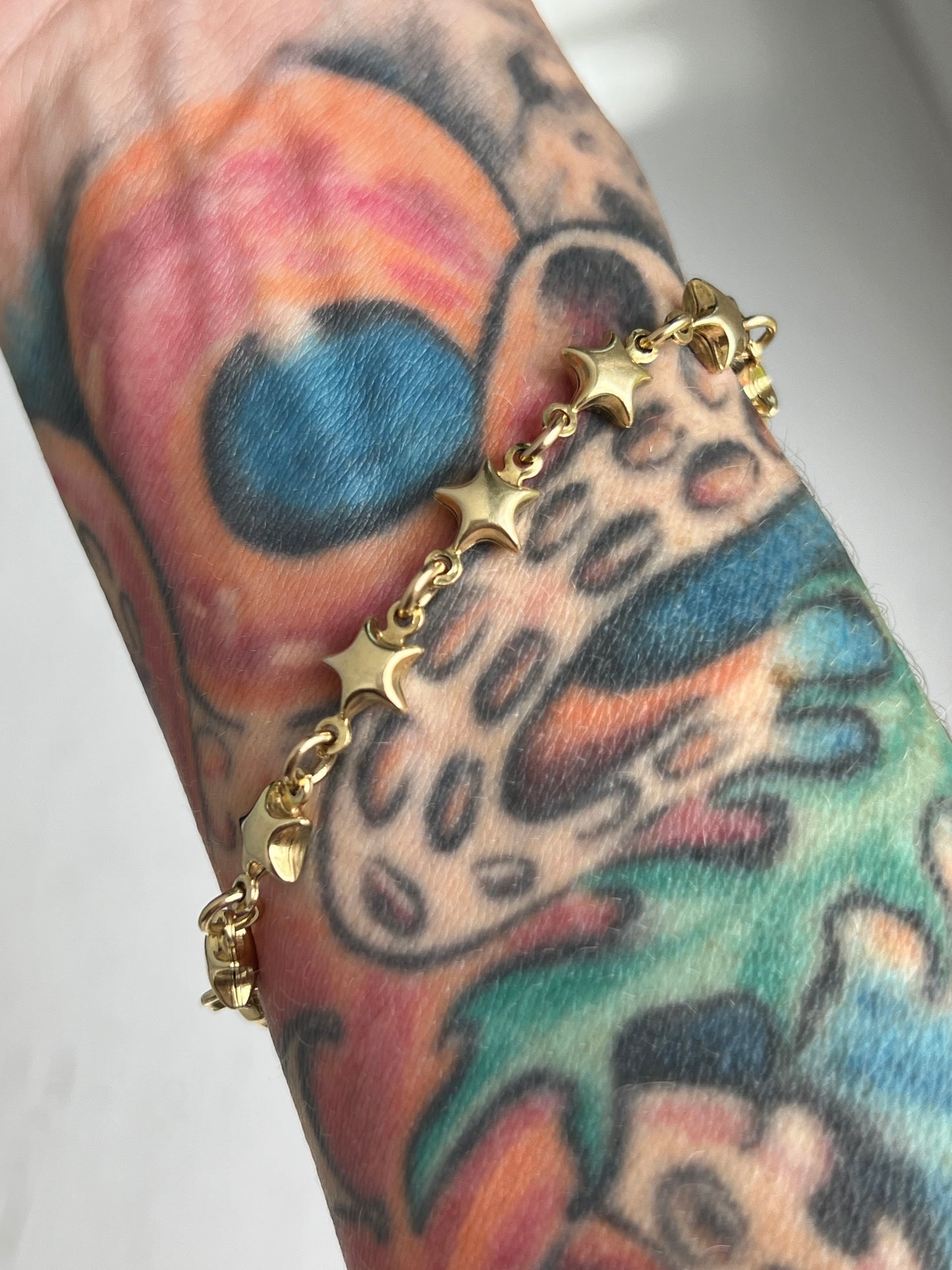Vintage 14k Puffy Stars Link Bracelet