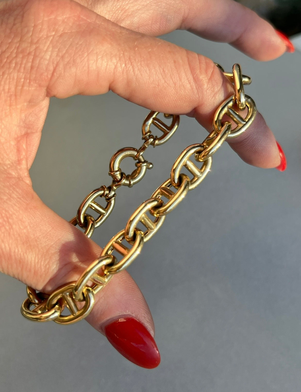 Vintage 14k Gold XL Puffy Anchor Link Bracelet