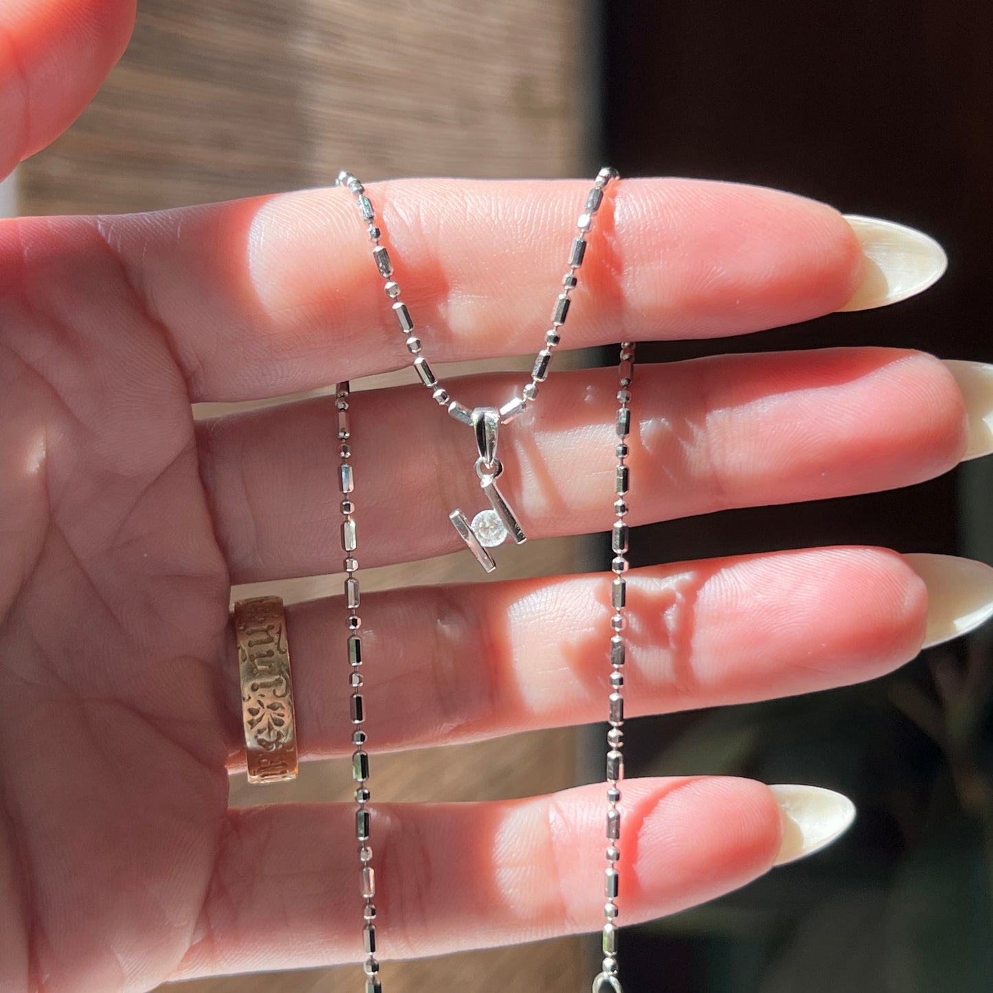 Vintage 18k White Gold Geometric Natural Diamond Pendant