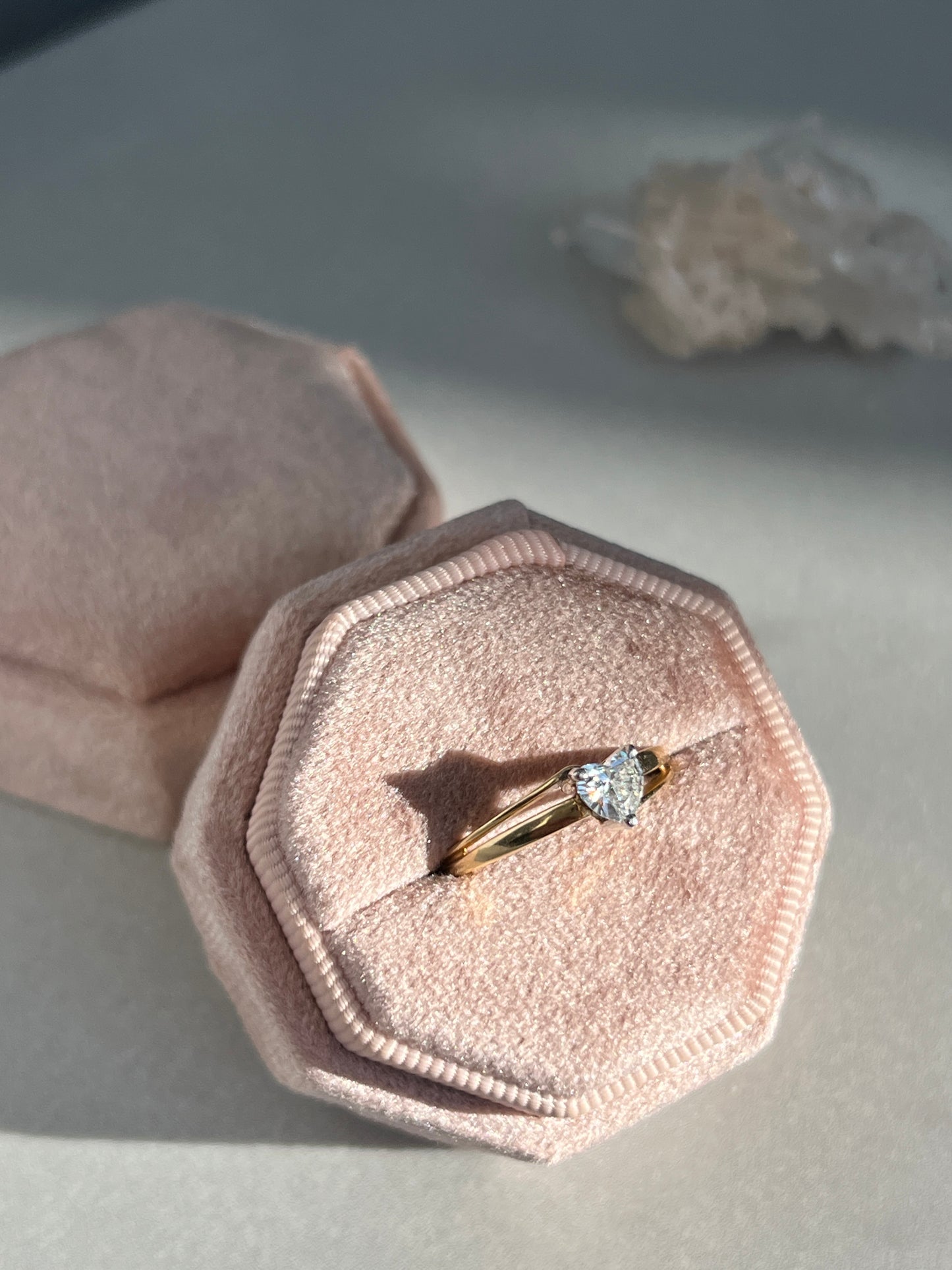 Vintage 14k Gold Heart Diamond Solitaire Ring