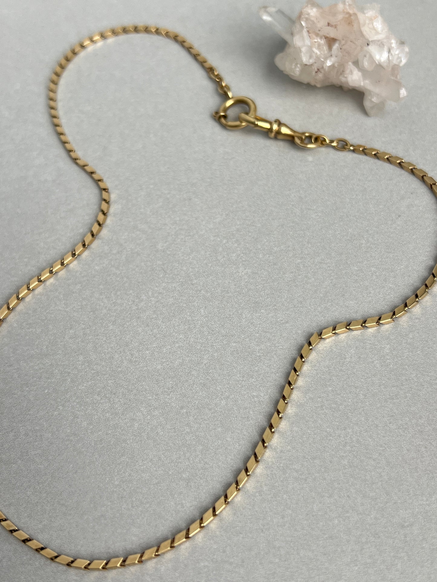 Antique 14k Gold 16” Geometric Link Watch Chain Necklace
