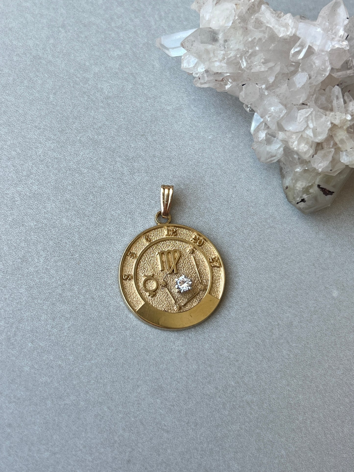 Vintage Roberts & Belk Virgo Celestial Zodiac Diamond Accent Pendant in 14k Yellow Gold
