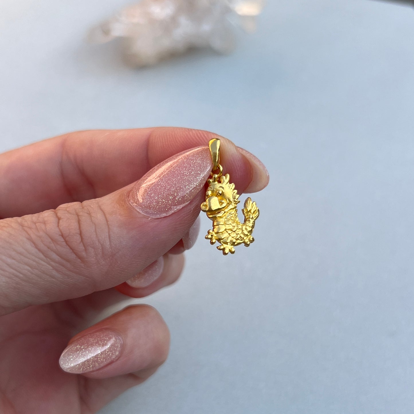 Vintage 24k Gold Lucky Dragon Charm