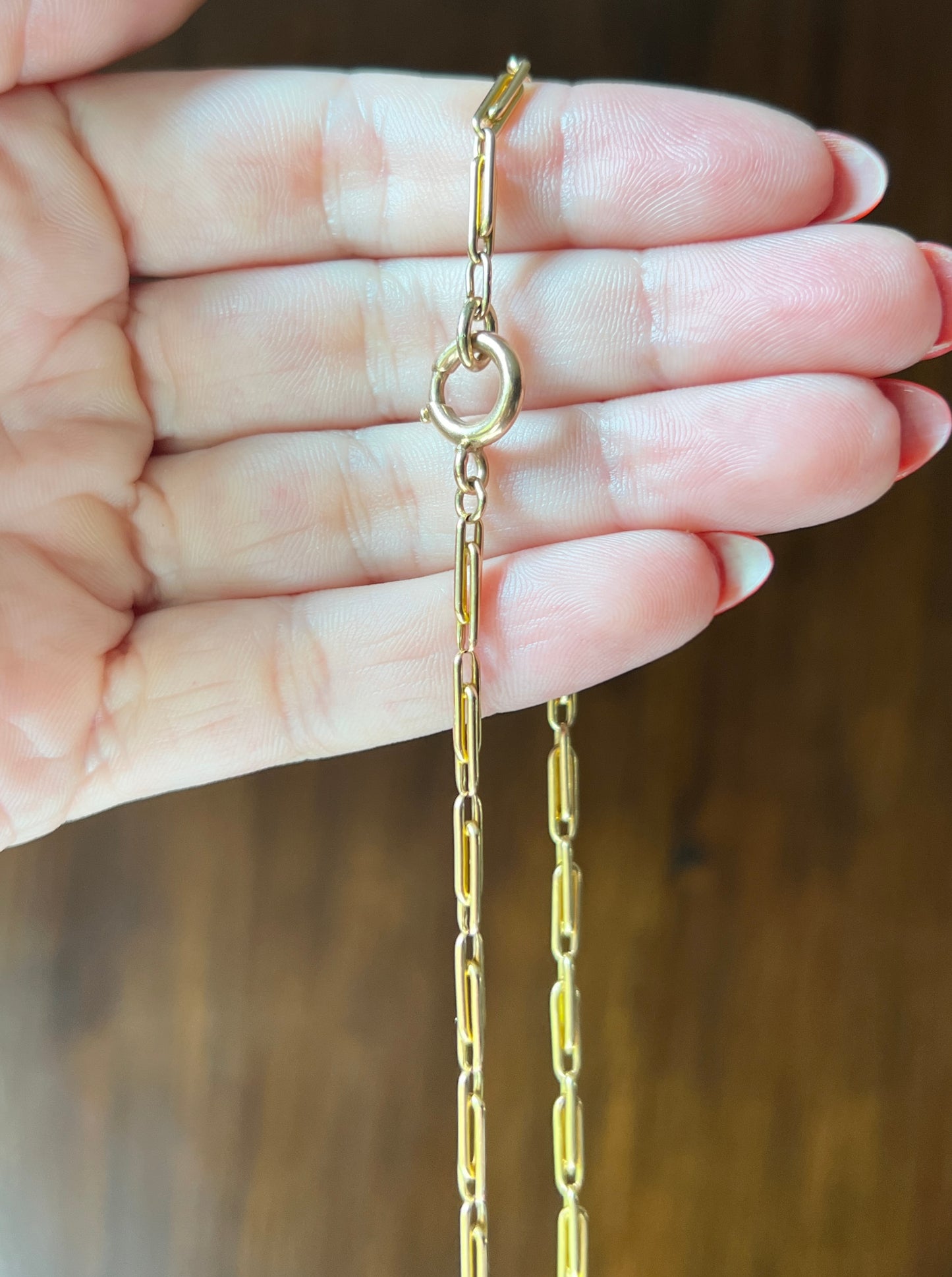 Antique 15ct Gold 20” Paperclip Link Watch Chain Necklace