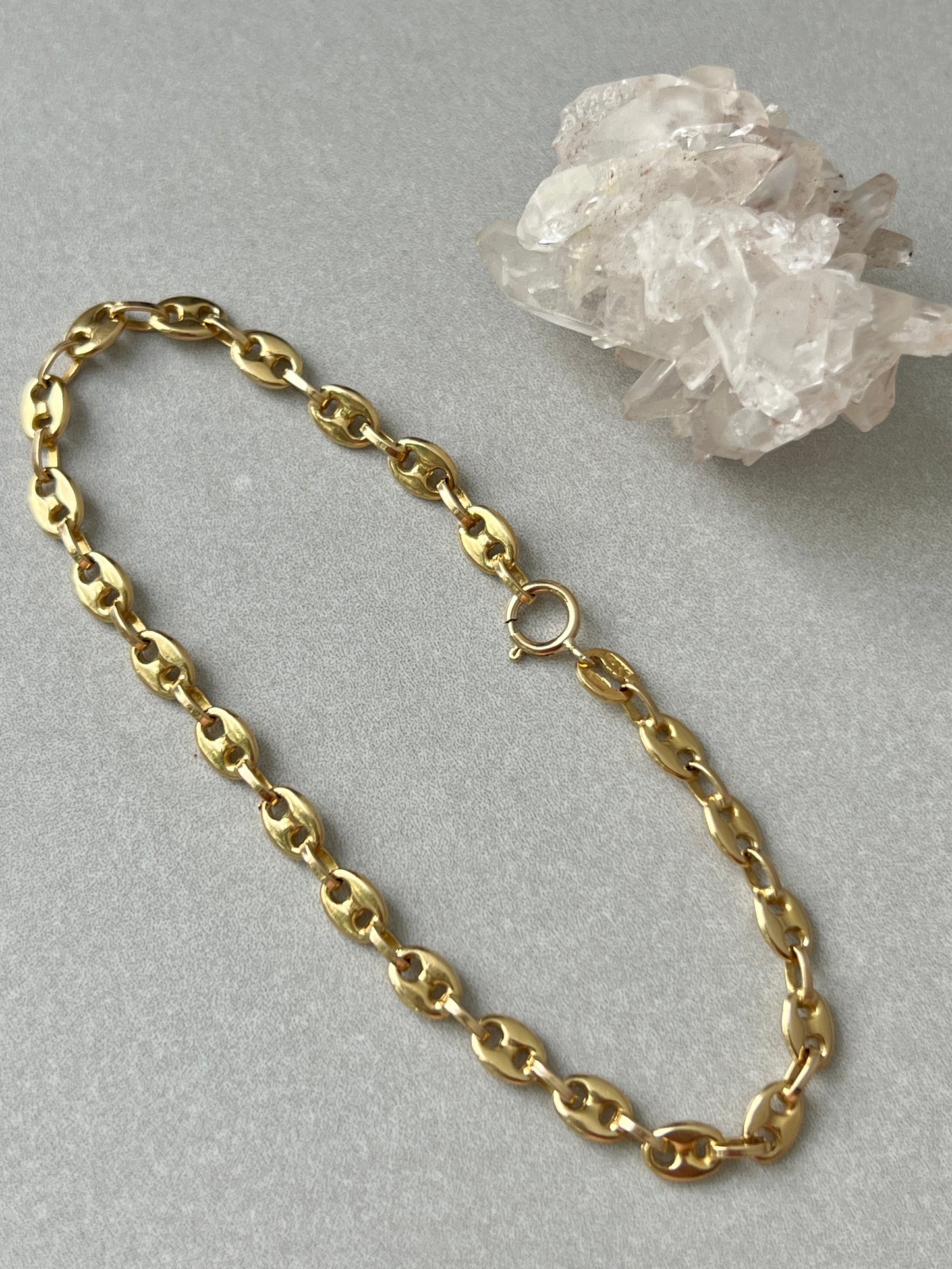 Vintage 14k Gold Puffy Anchor/Mariner Link Bracelet