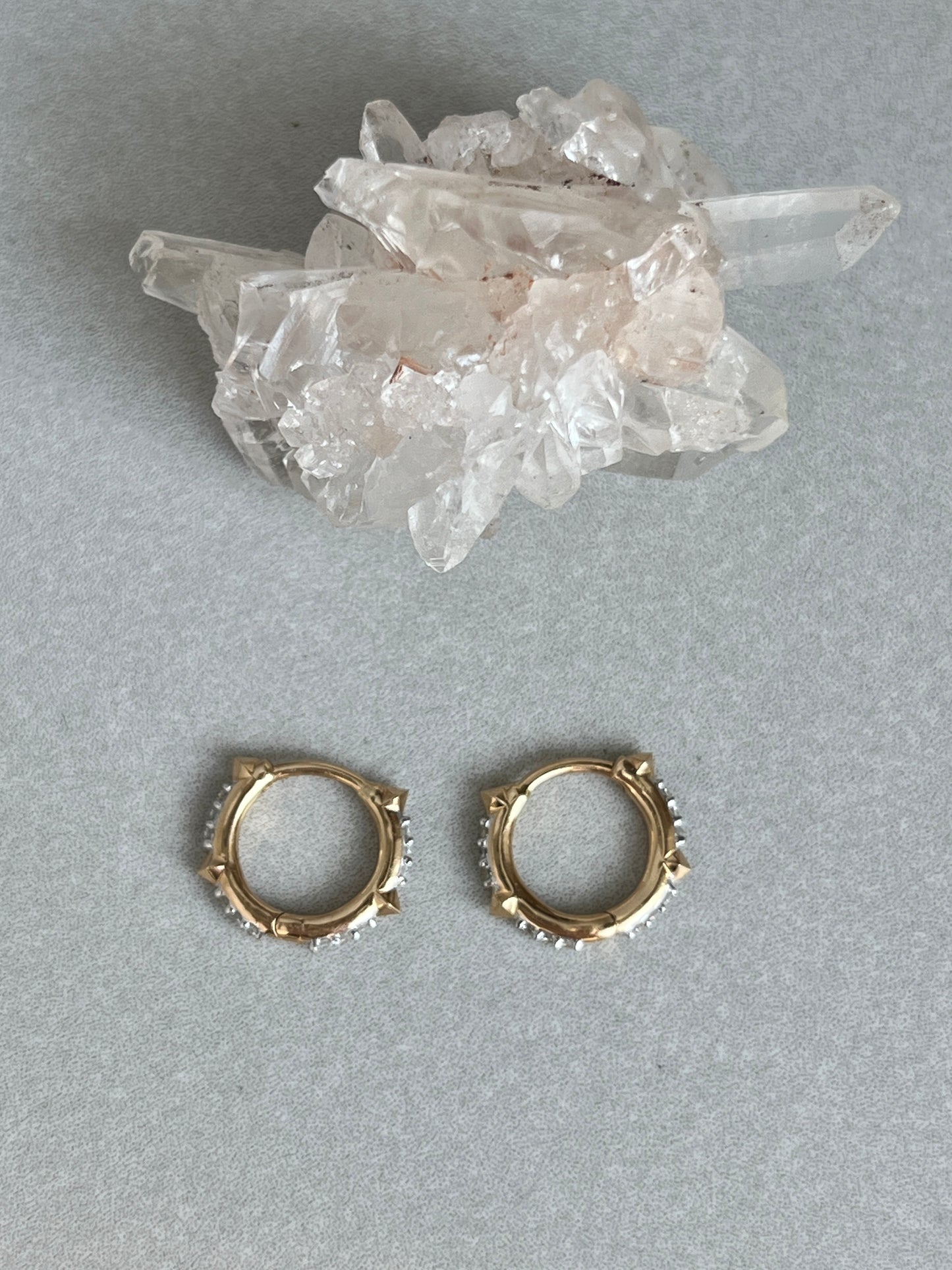 Estate 14k Gold ‘Jett’ Spiked Diamond Huggie Earrings by Kendra Scott