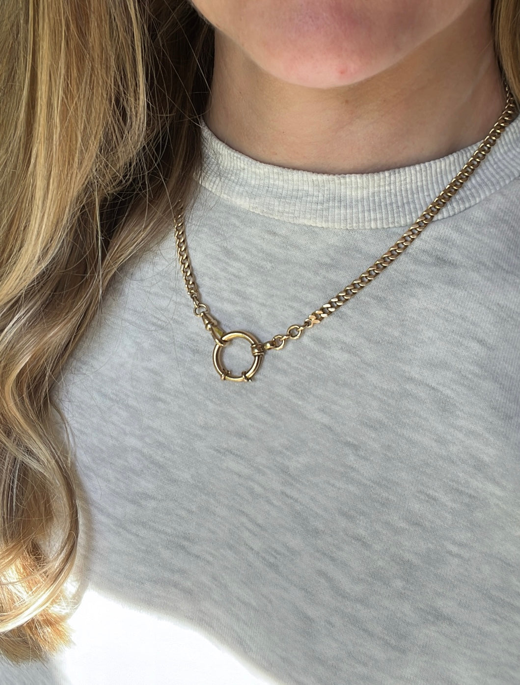 Vintage 14k Gold 17.5” Curb Link Watch Chain