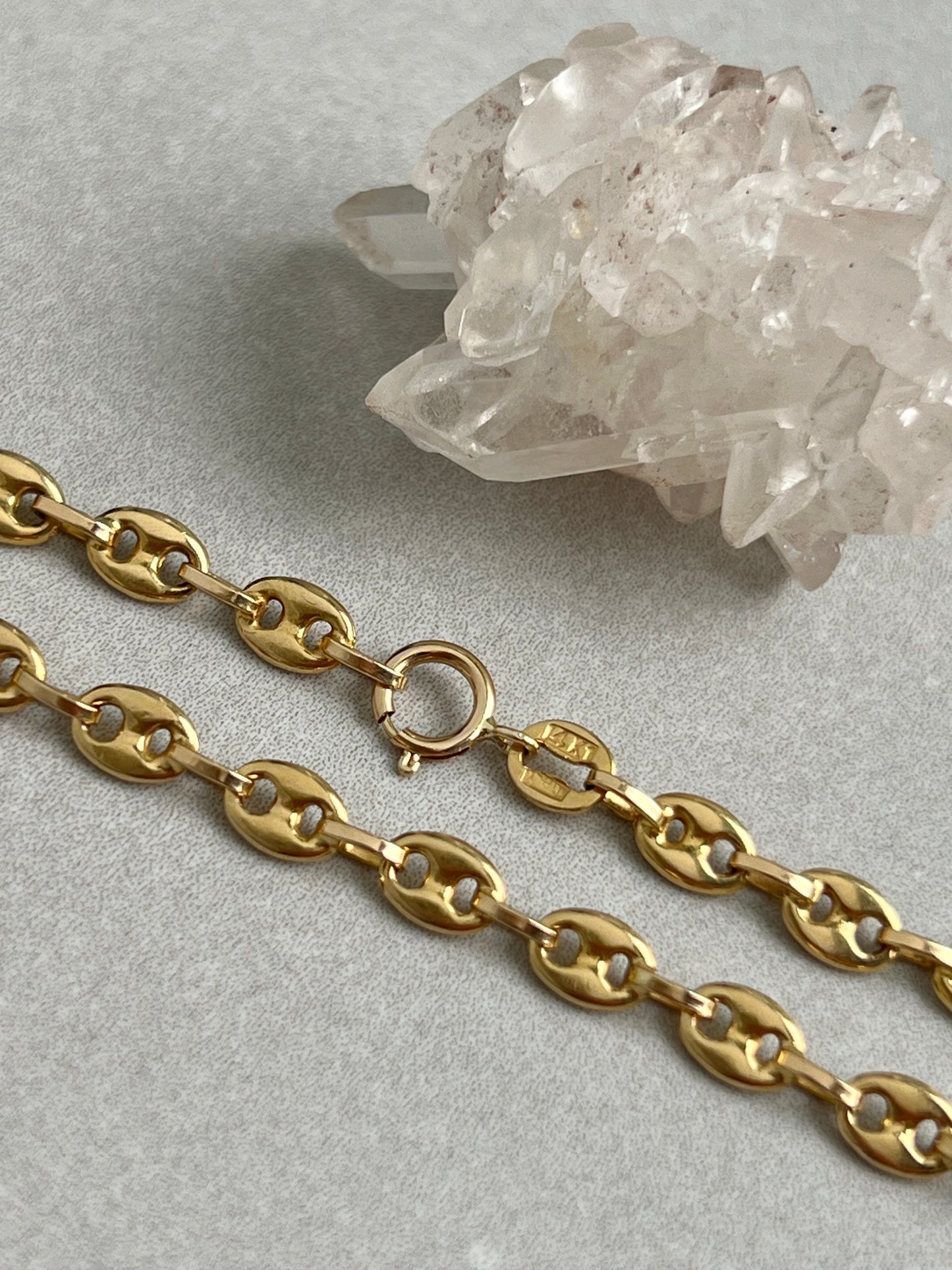 Vintage 14k Gold Puffy Anchor/Mariner Link Bracelet