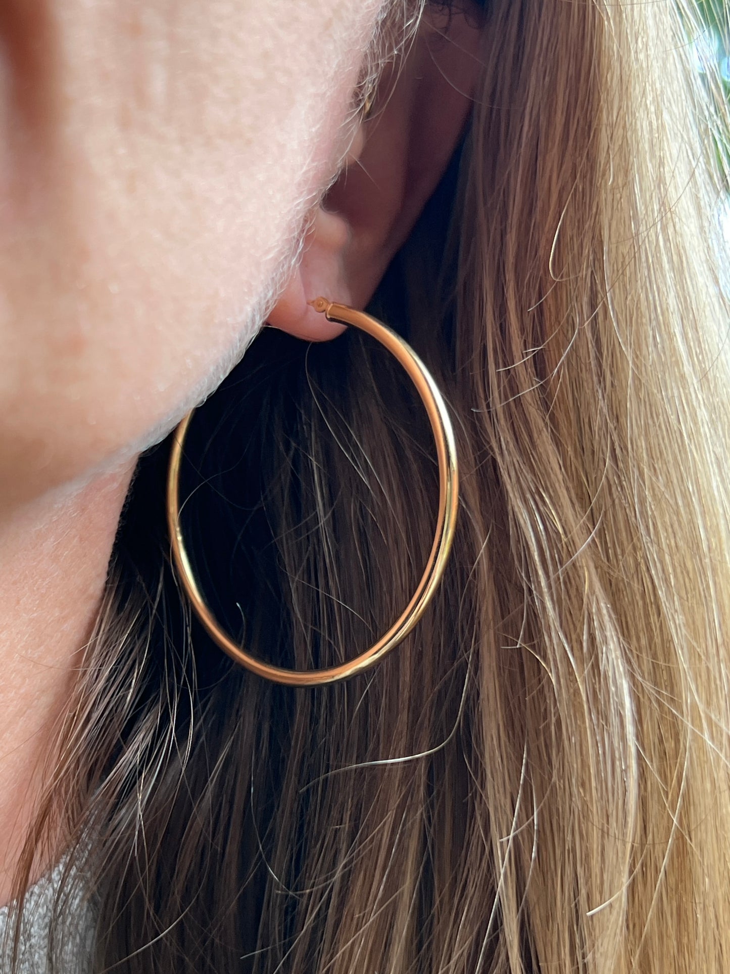 Vintage 14k Gold Large 2” Tube Hoop Earrings