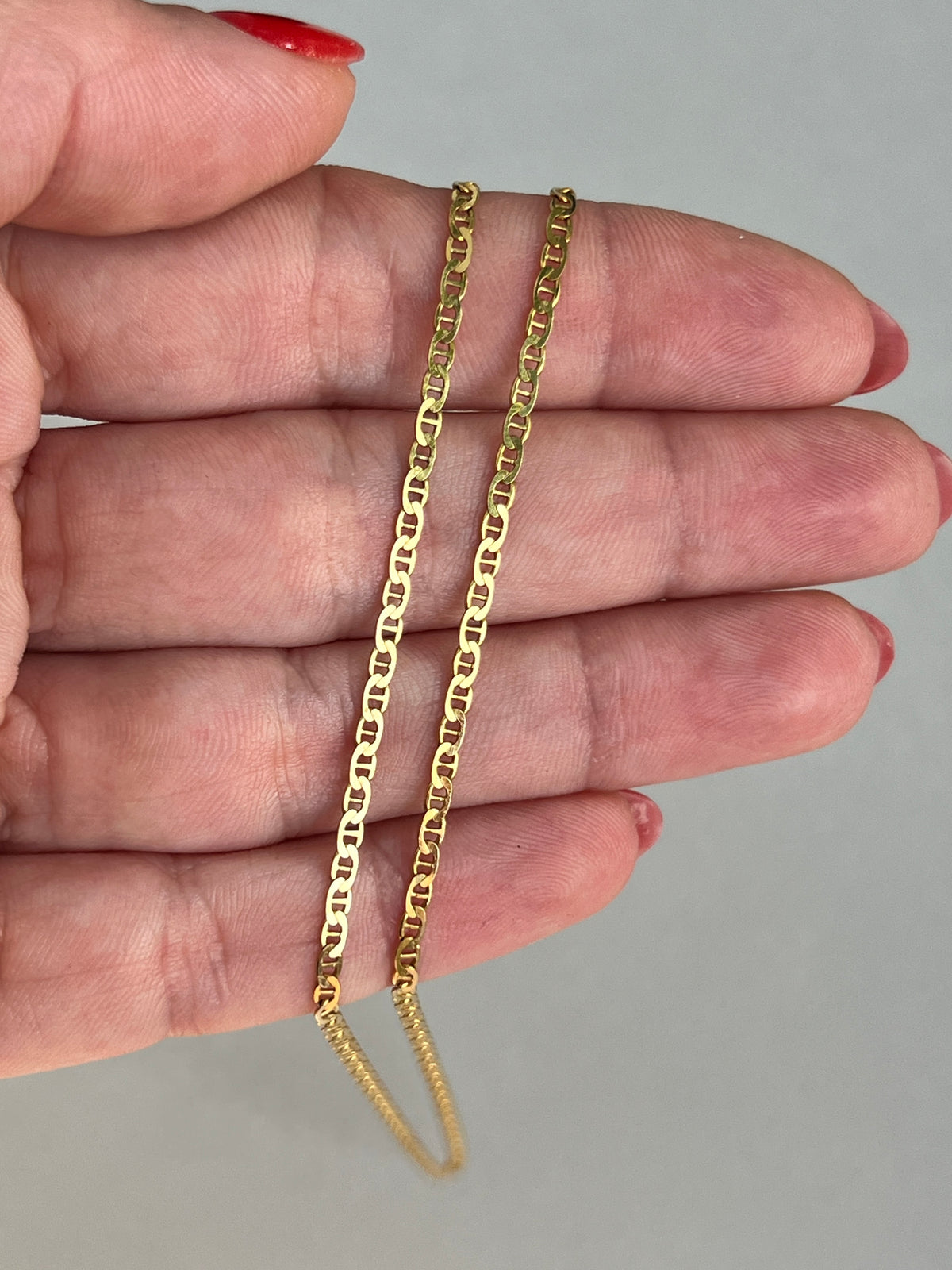 Vintage 14k Gold 24” Flat Mariner Link Chain