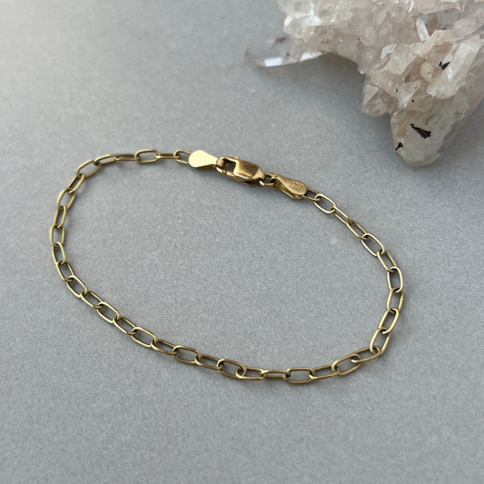 Vintage 14k Gold Oval Link Charm Bracelet