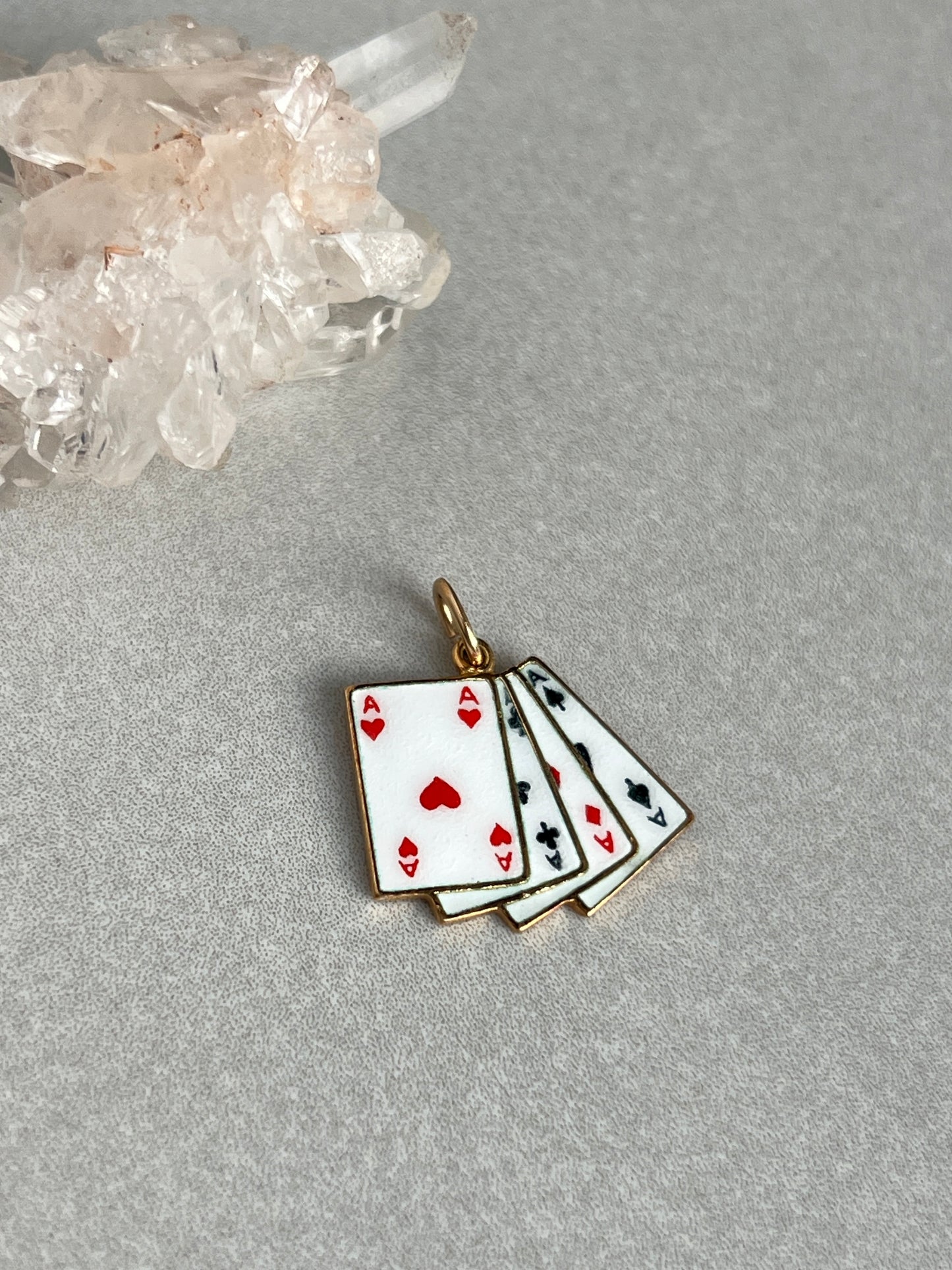 Vintage 14k Gold ‘Lucky Aces’ Enameled Playing Cards Charm