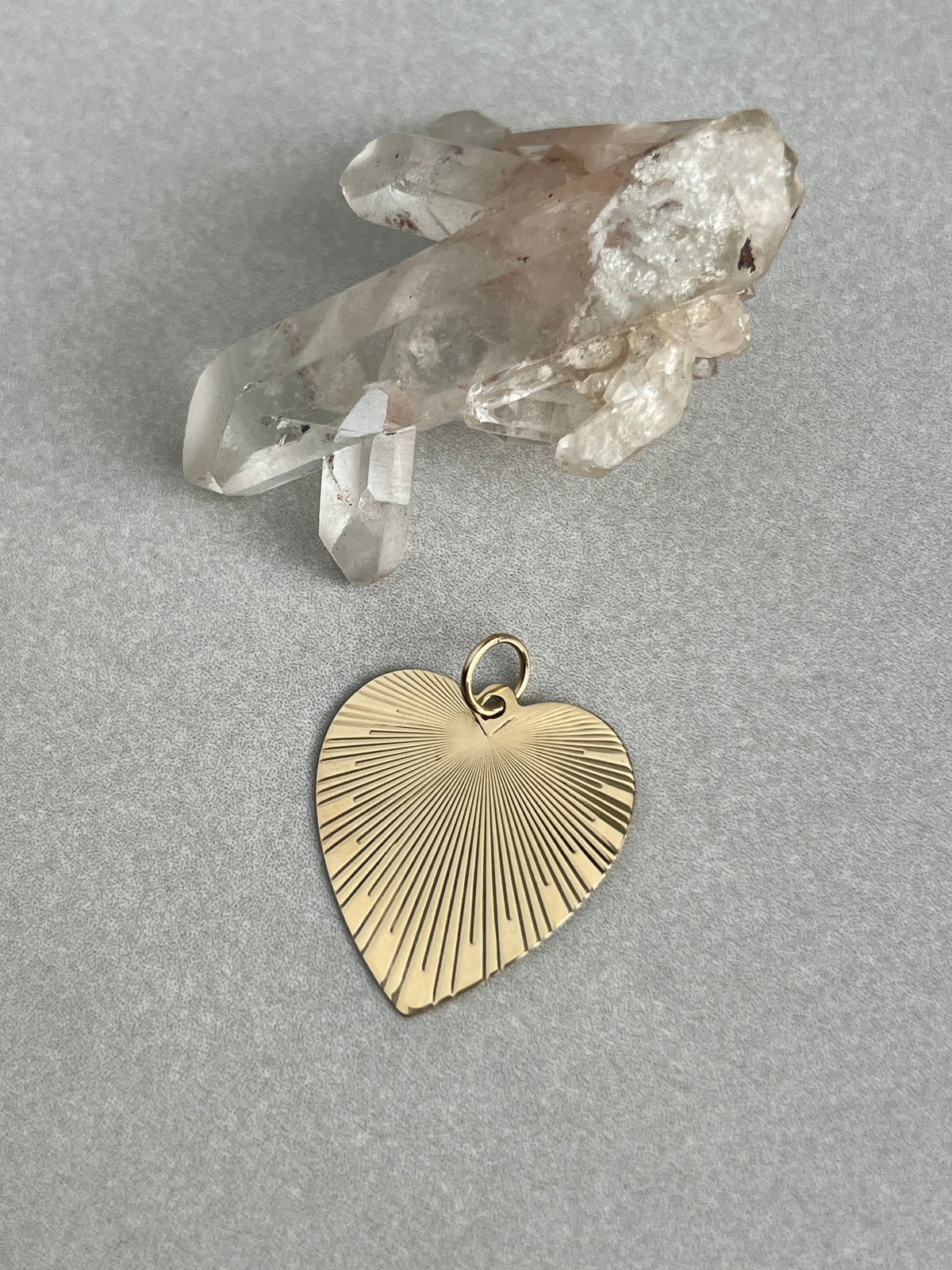 Vintage 14k Gold Midcentury Engine Turned Heart Charm