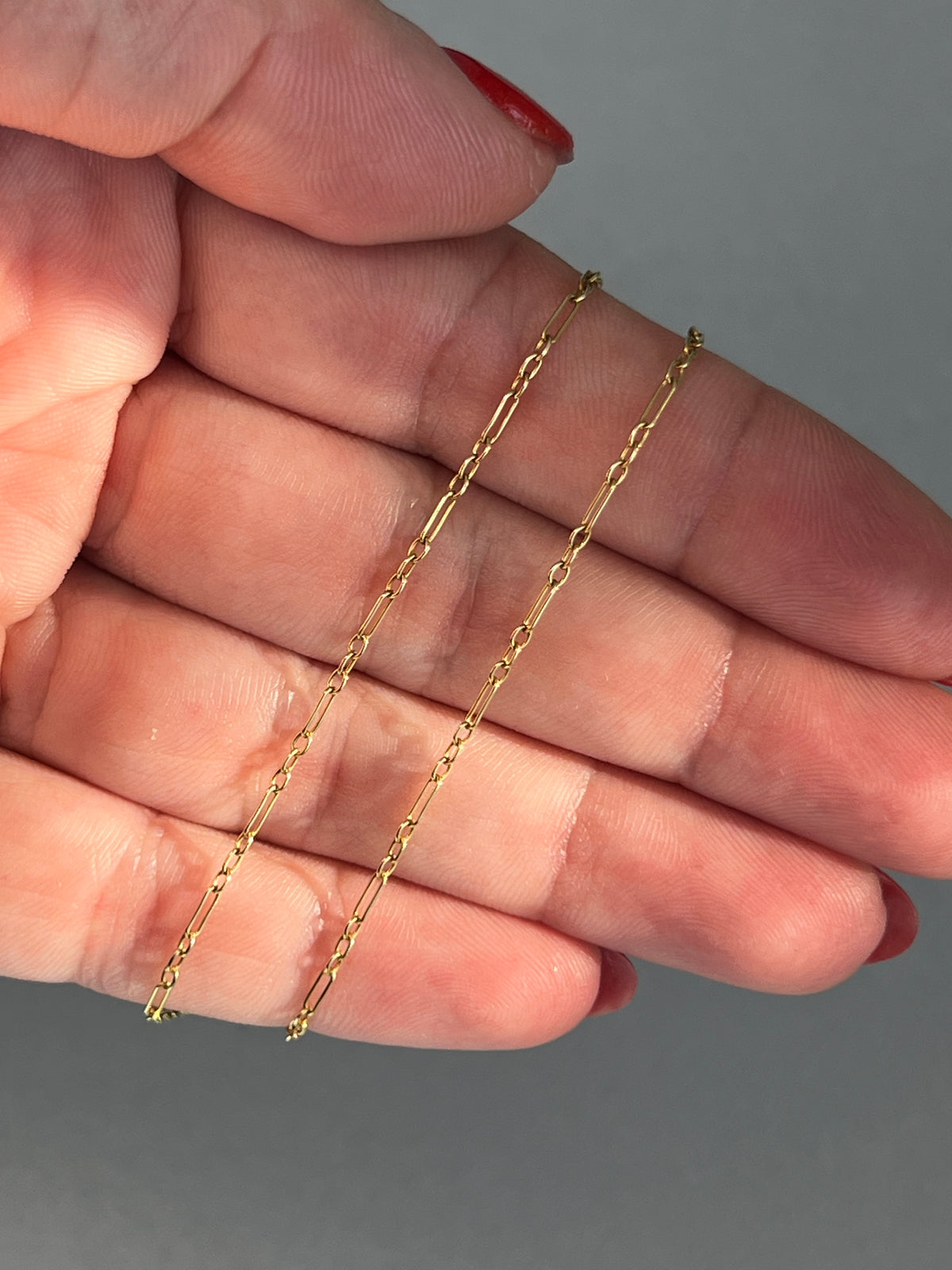 Vintage 14k Gold 15” Baby Trombone Link Chain