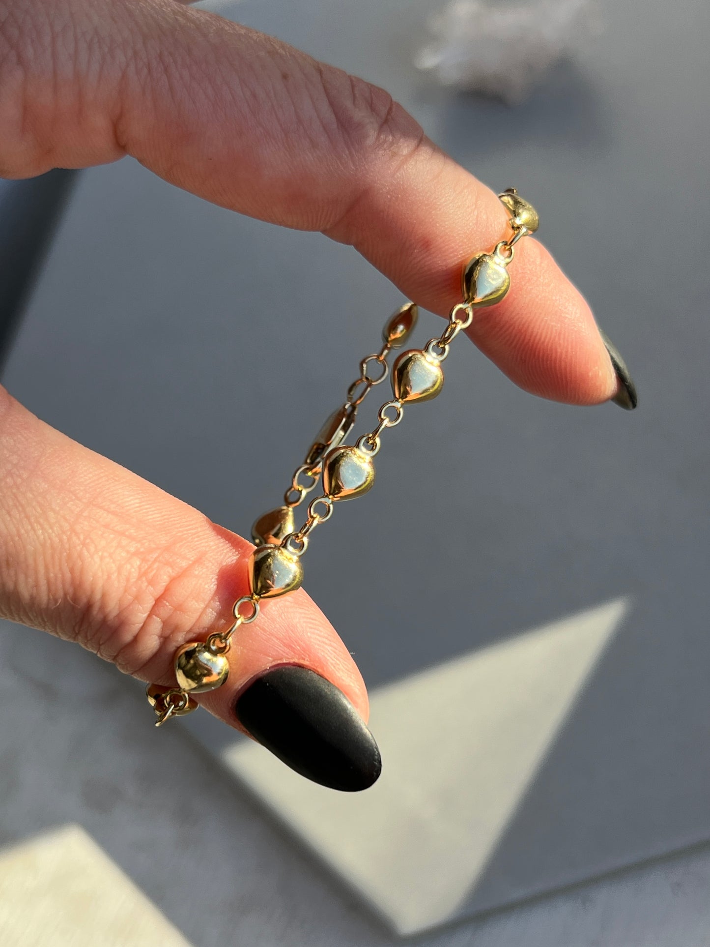 Vintage 14k Puffy Heart Link Bracelet