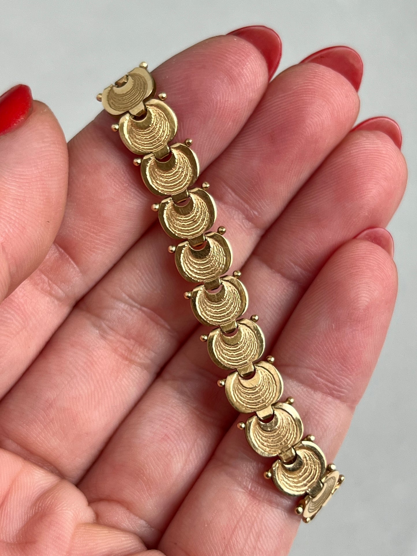 Vintage 14k Gold Liquid Fan Link Bracelet