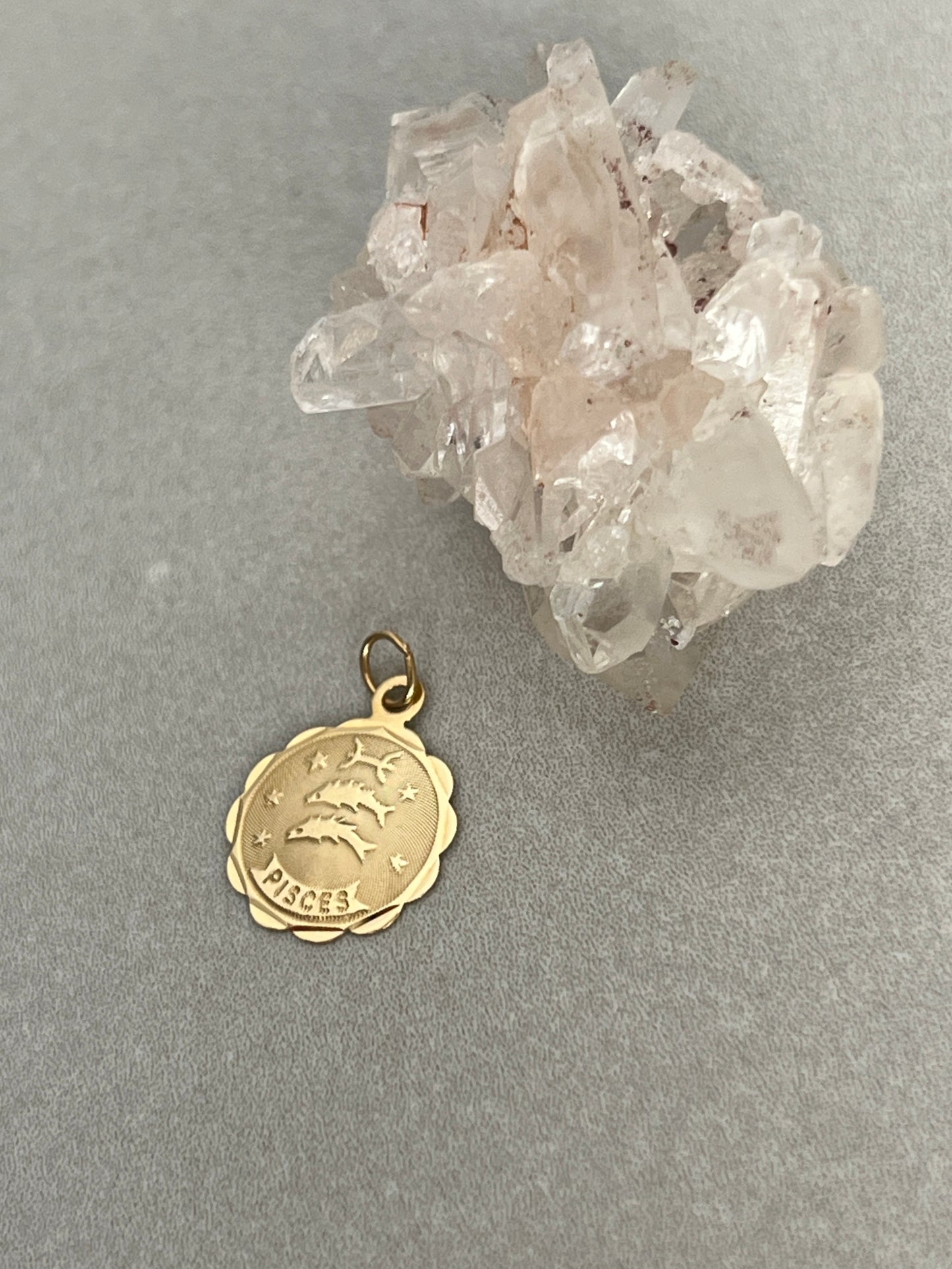 Vintage 14k Gold XS Pisces Zodiac Coin Charm