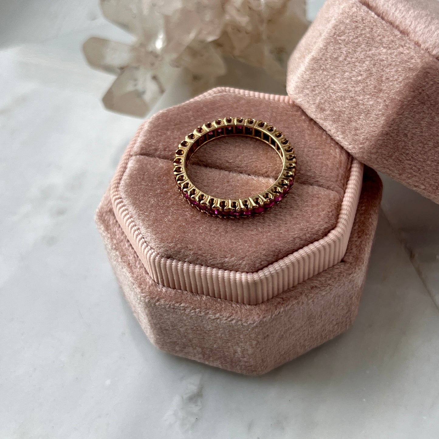 Vintage 14k Yellow Gold Ruby Eternity Band