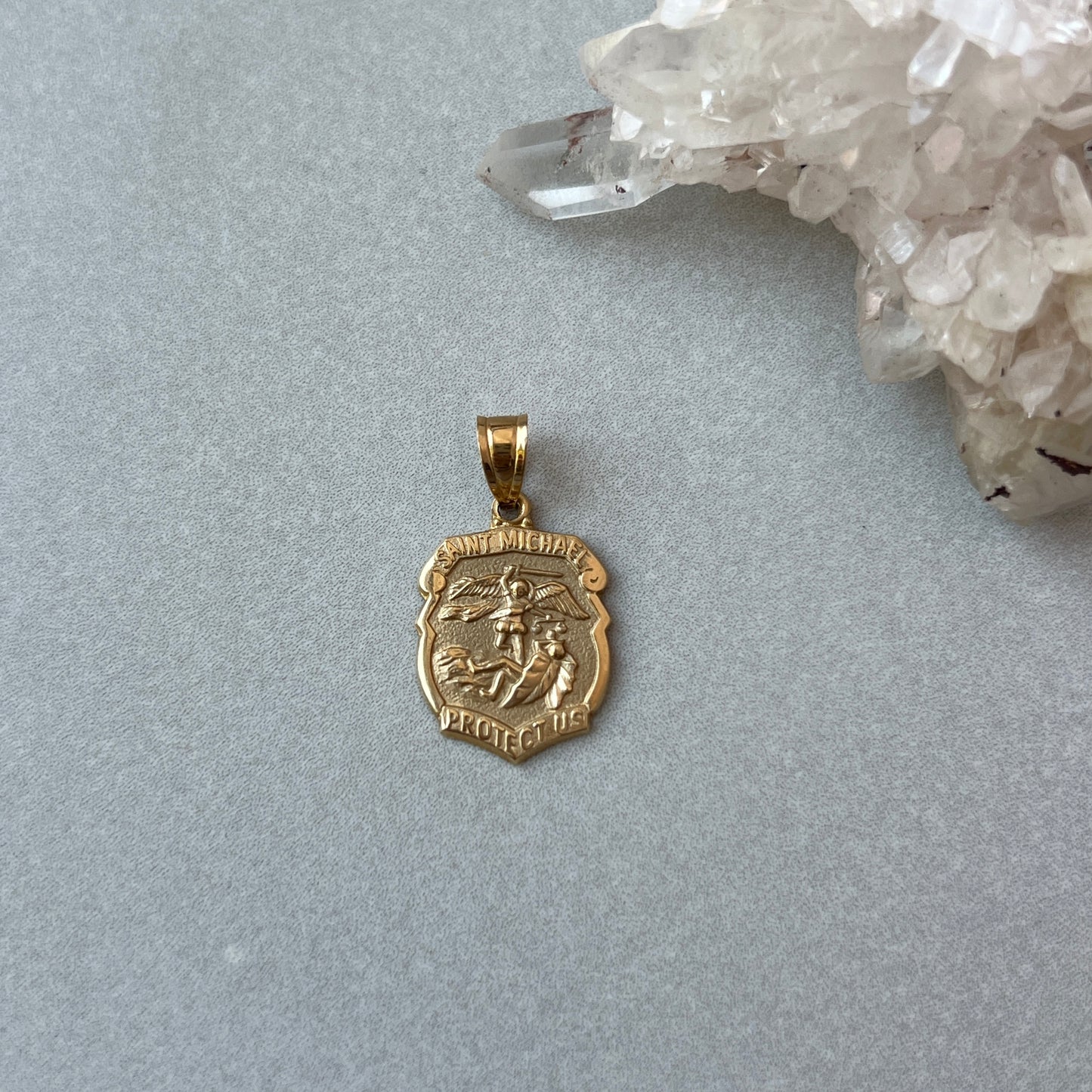 Vintage 14k Gold Saint Michael Shield Charm