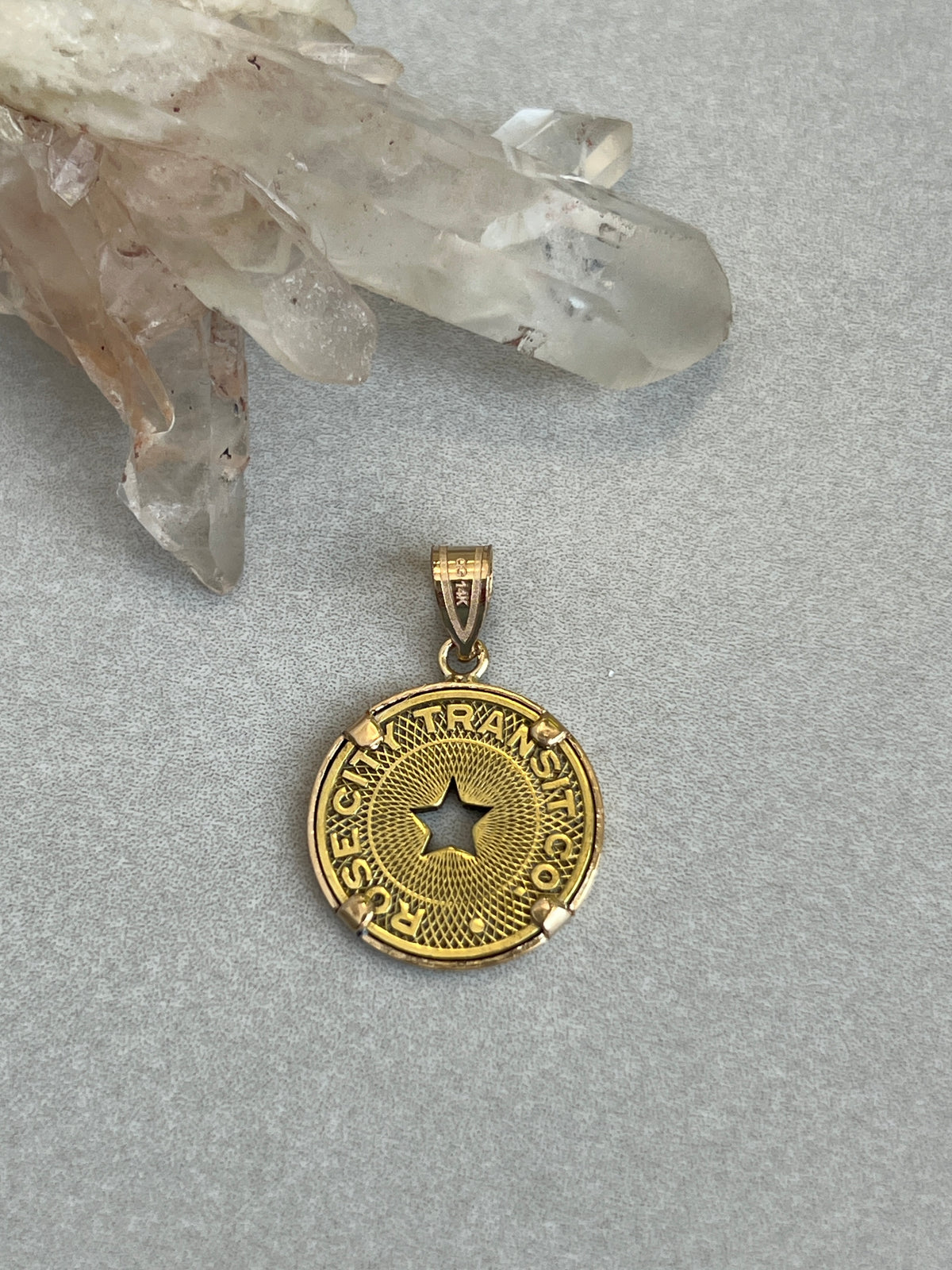 Vintage Brass ‘Rose City’ Portland Railway Token in 14k Gold Frame
