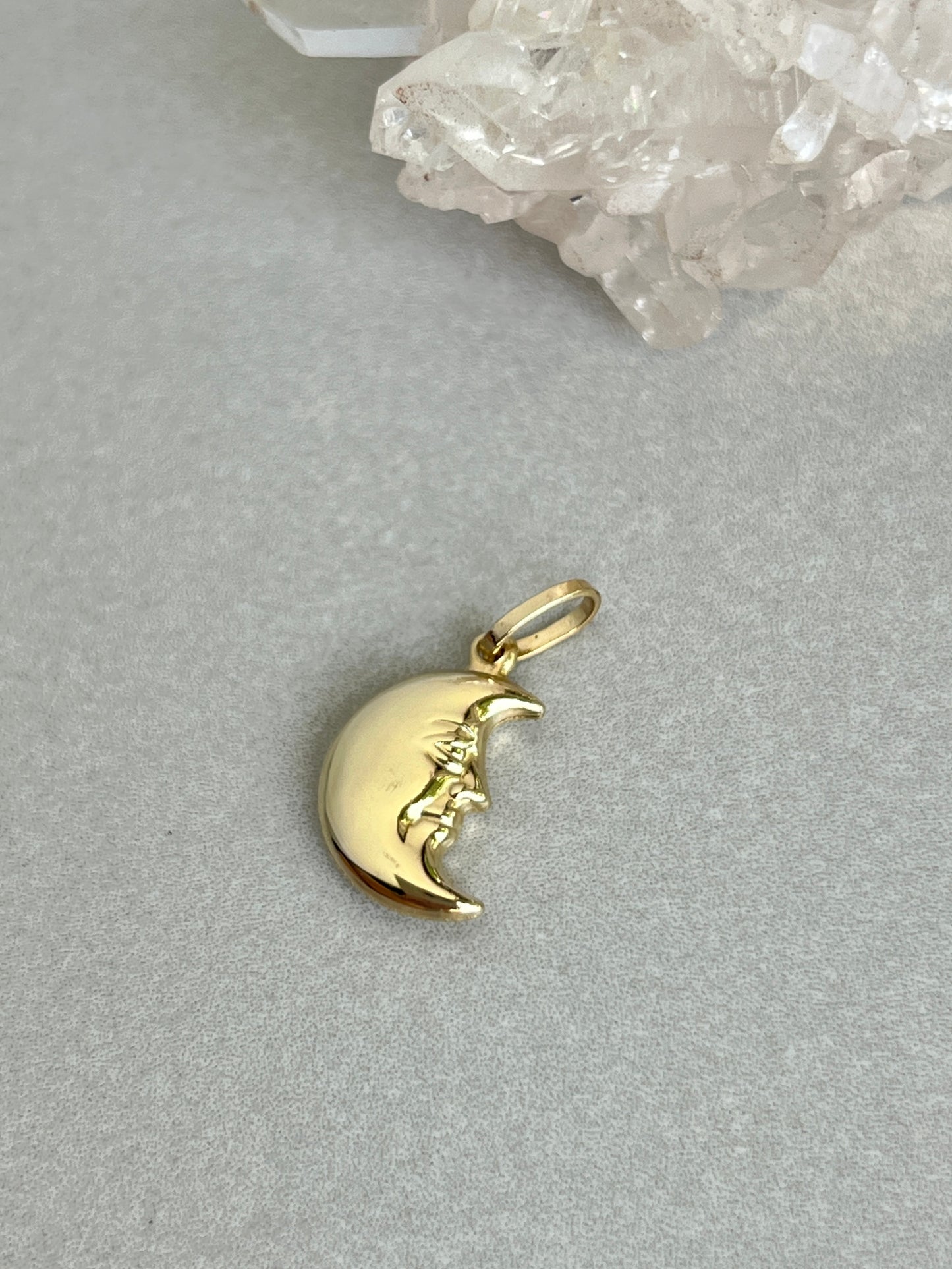 Vintage 14k Gold Puffy Man in the Moon Charm