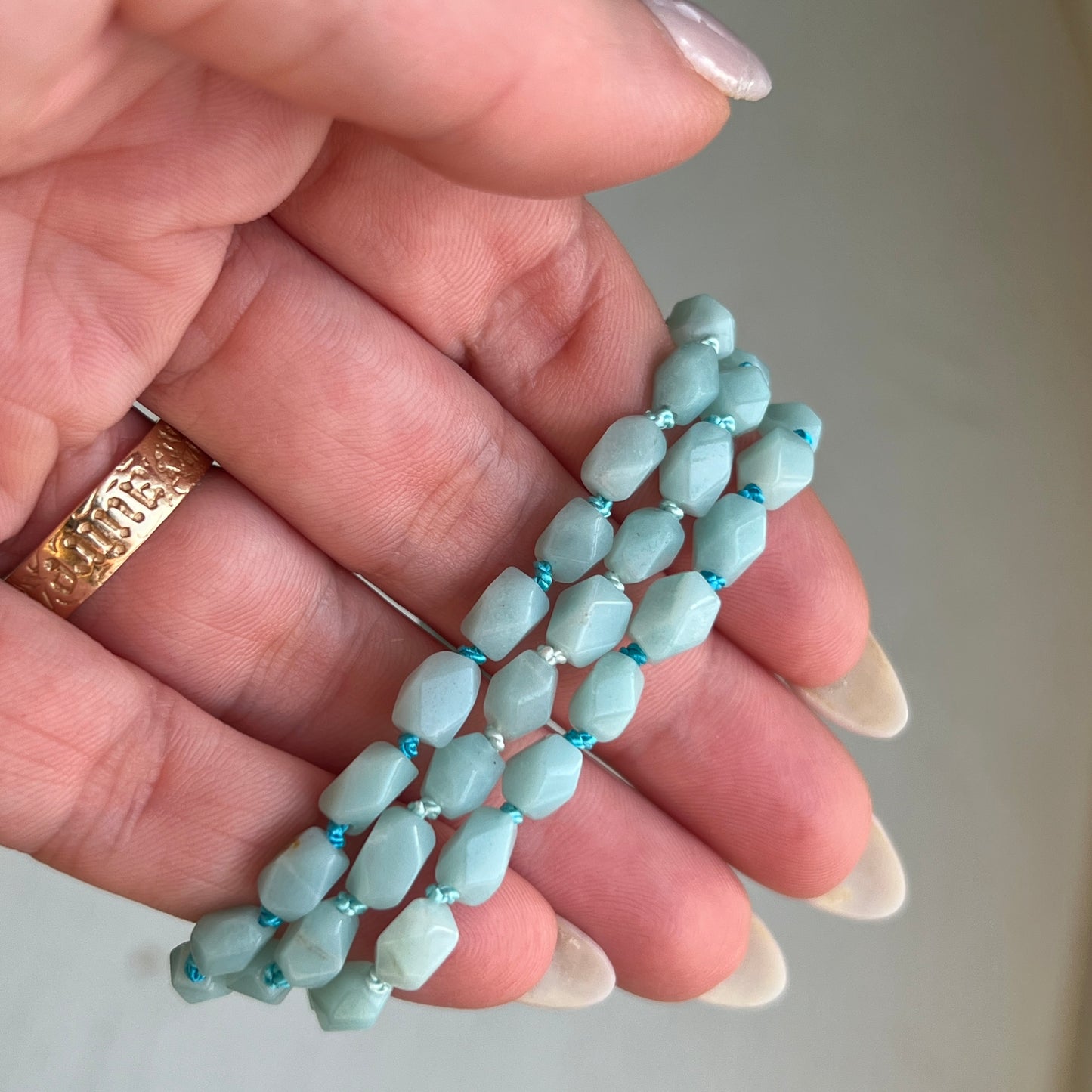 16” Amazonite Silk-Knotted Gemstone Necklace