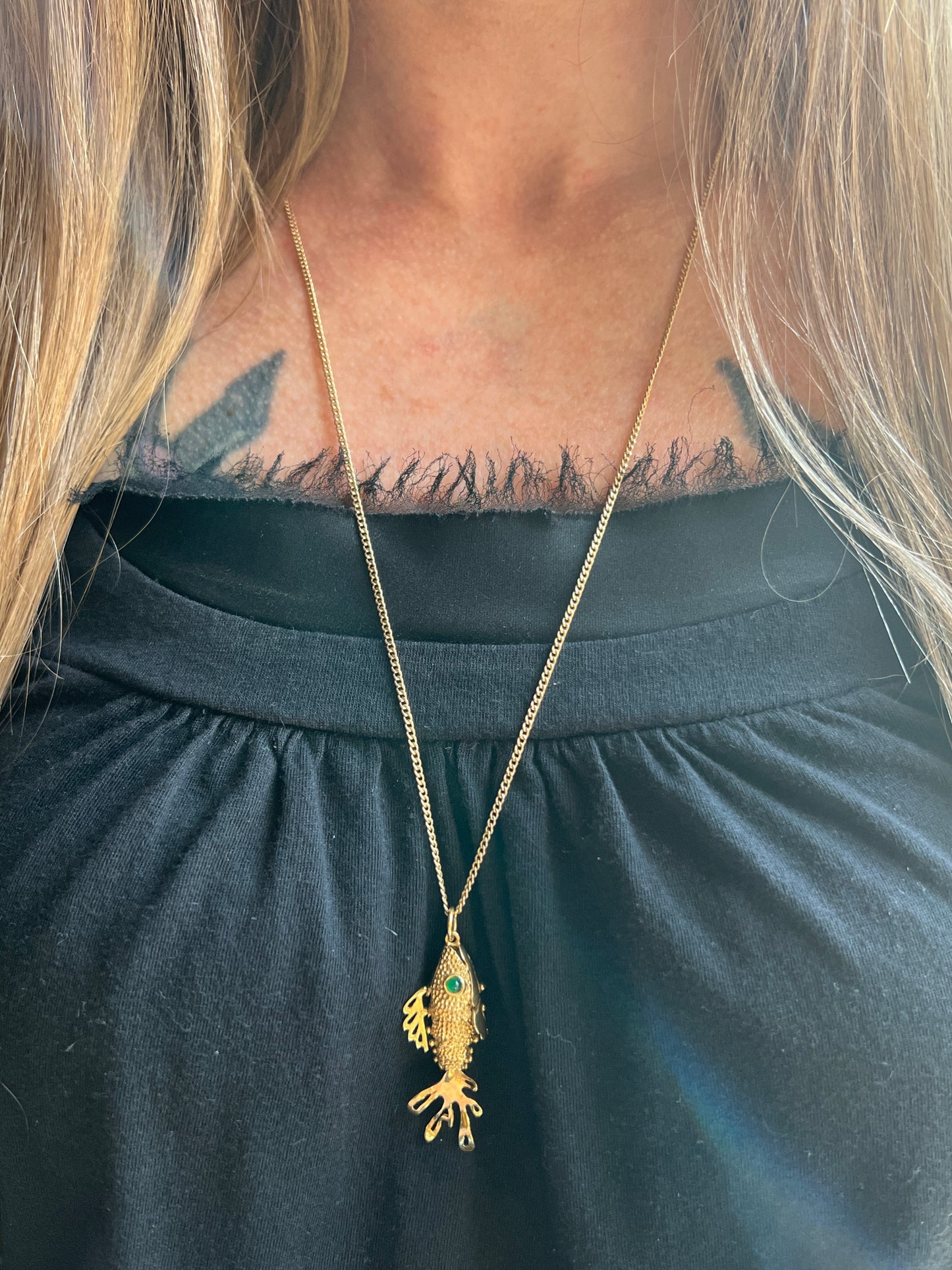 Vintage 18k Gold Articulated Fish Charm