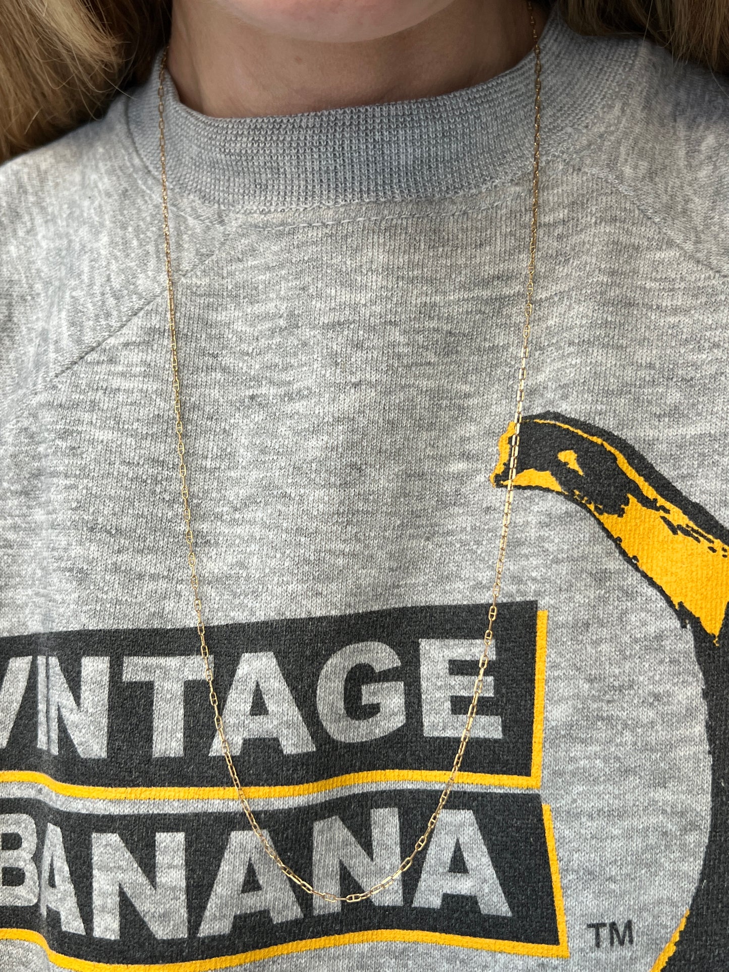 Vintage 14k Gold 26” Baby Anchor Link Chain Necklace