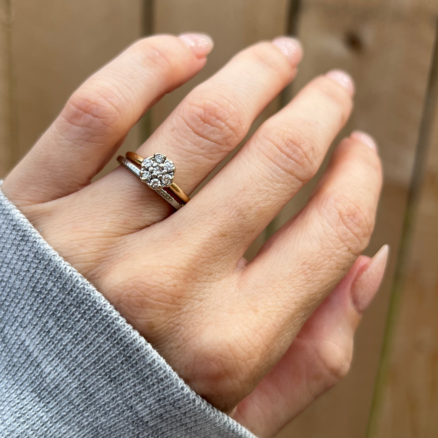 Vintage 14k Gold Diamond Floral Cluster Ring