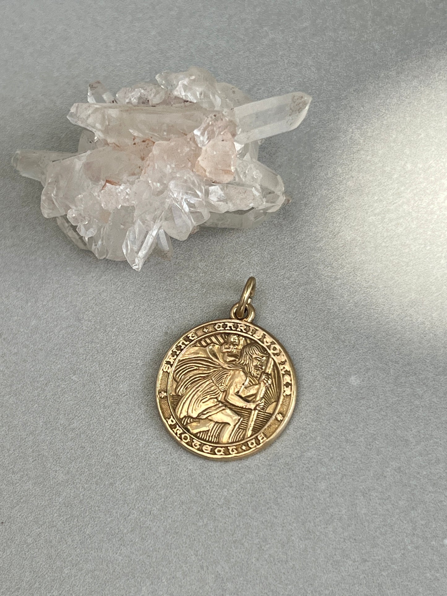 Vintage 14k Gold Large St Christopher Protection Medallion Charm