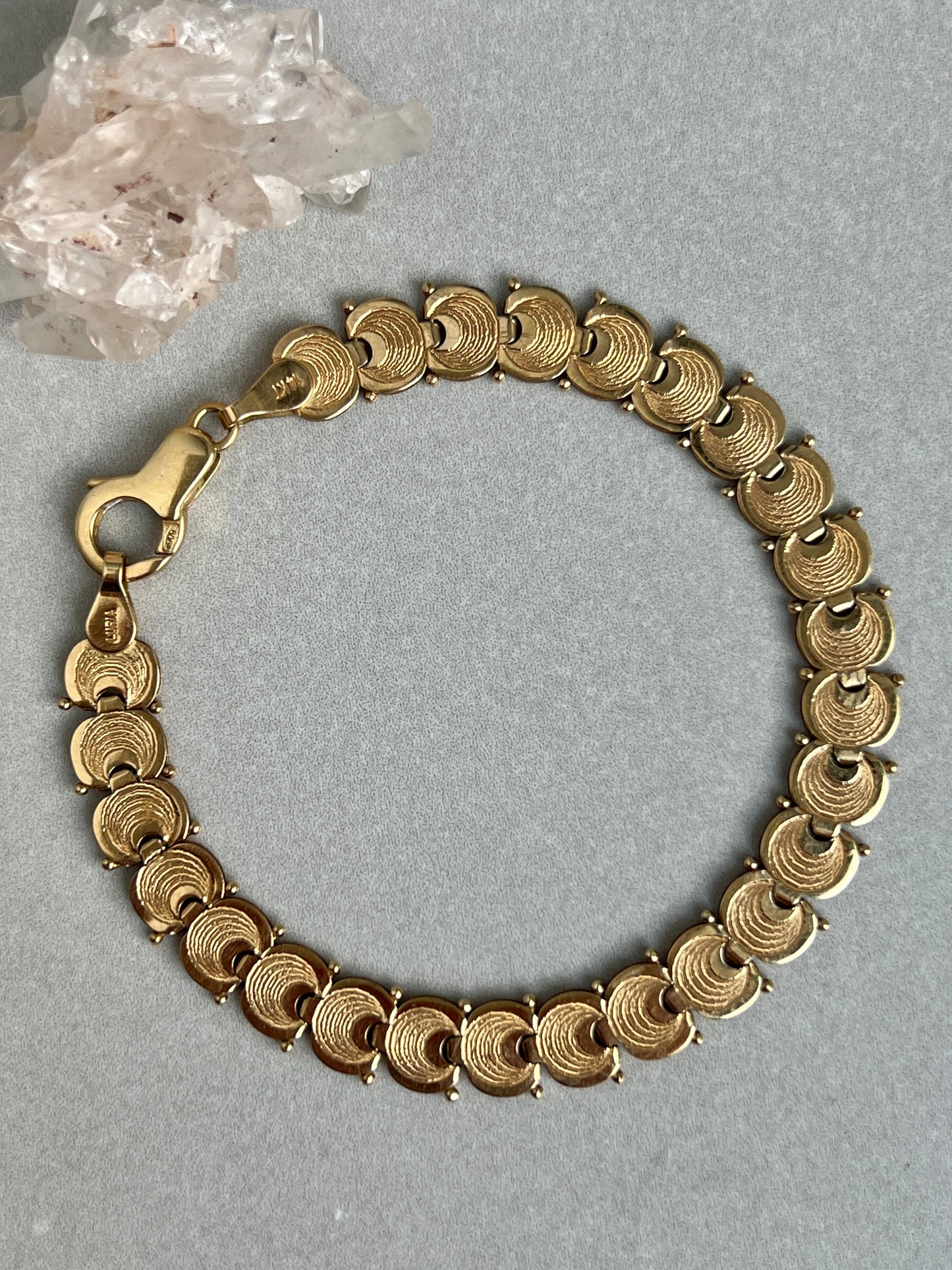 Vintage 14k Gold Liquid Fan Link Bracelet
