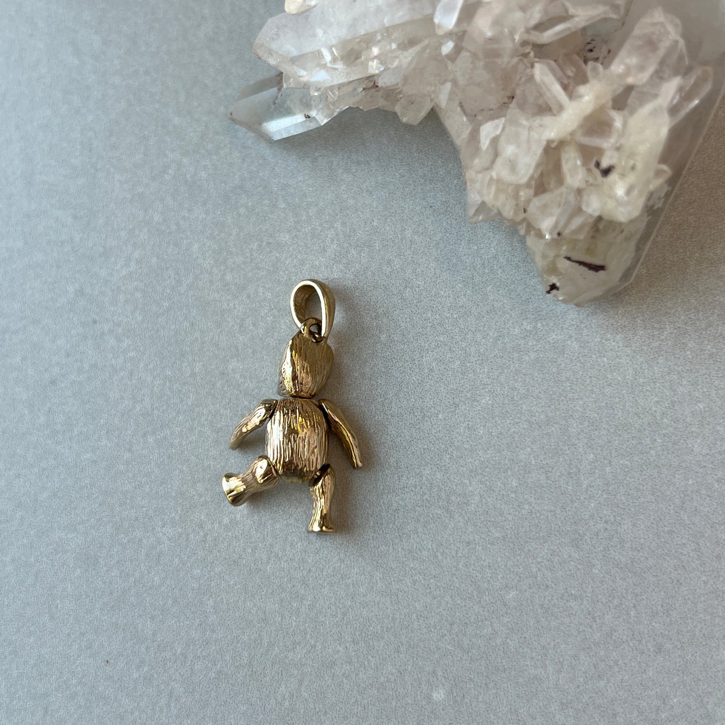 Vintage 9k Articulated Teddy Bear Charm