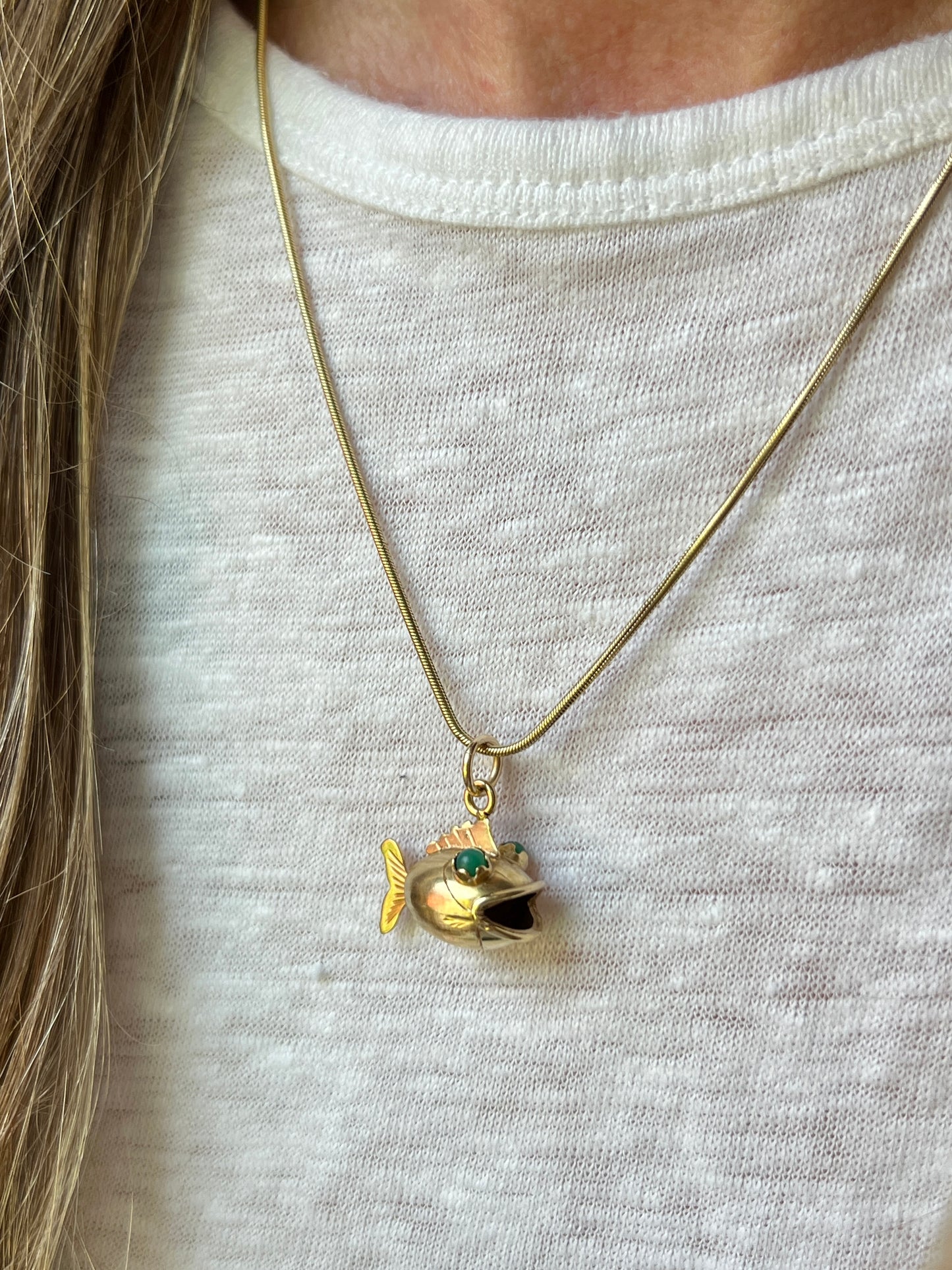 Vintage 14k Gold Figural Puffer Fish Charm