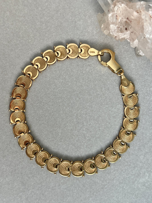 Vintage 14k Gold Liquid Fan Link Bracelet