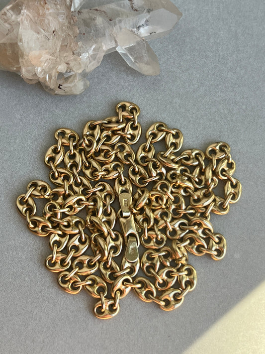Vintage 14k Gold 24” Puffy Mariner ‘Gucci’ Link Chain