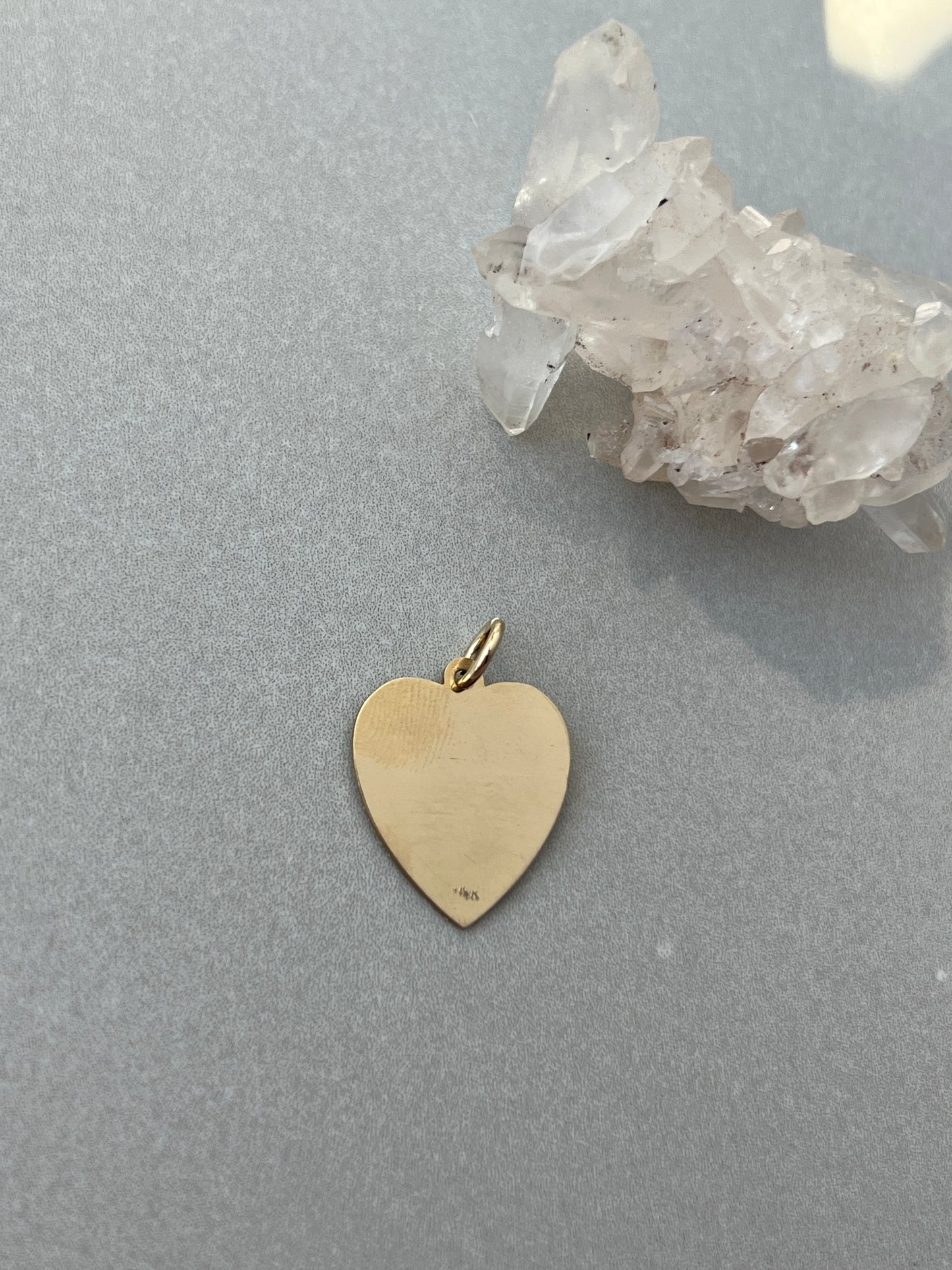 Vintage 14k Gold Midcentury Engine Turned Heart Charm
