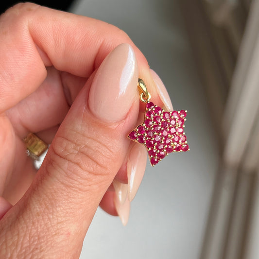 Vintage 14k Gold + Ruby Star Charm