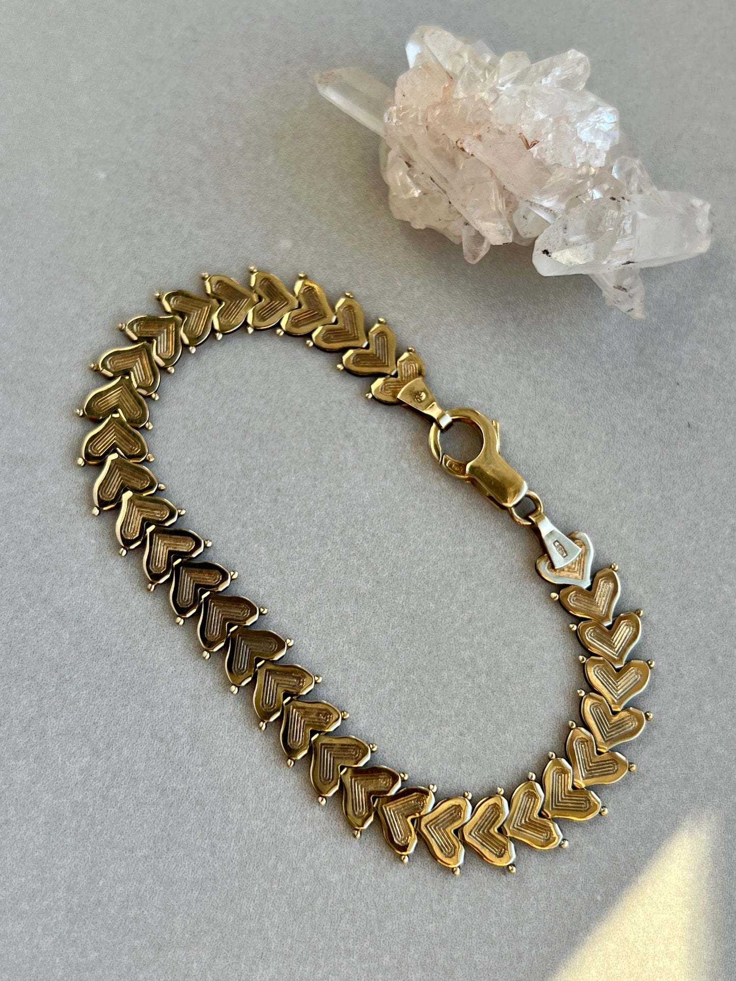 Vintage 14k Gold Liquid Hearts Bracelet