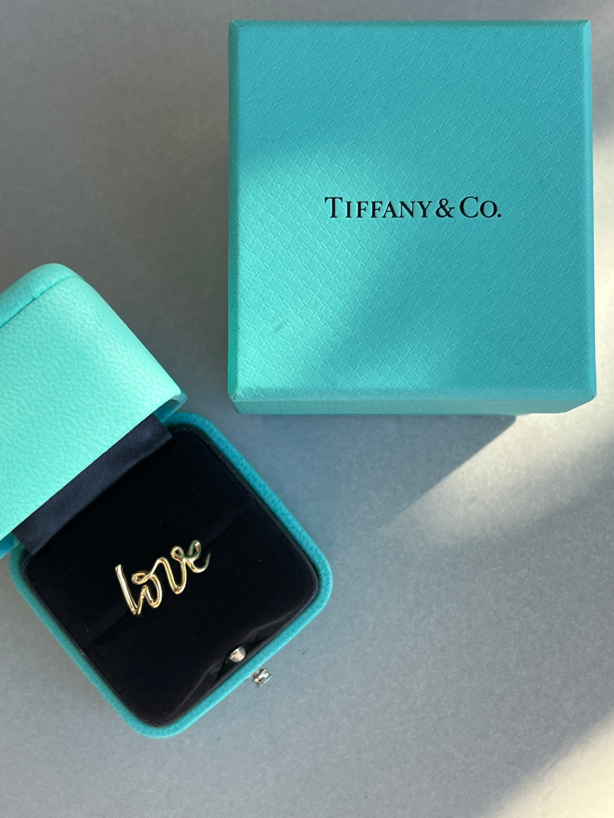 Estate 18k Gold Paloma Picasso + Tiffany & Co. ‘Love’ Script Ring (with Box)